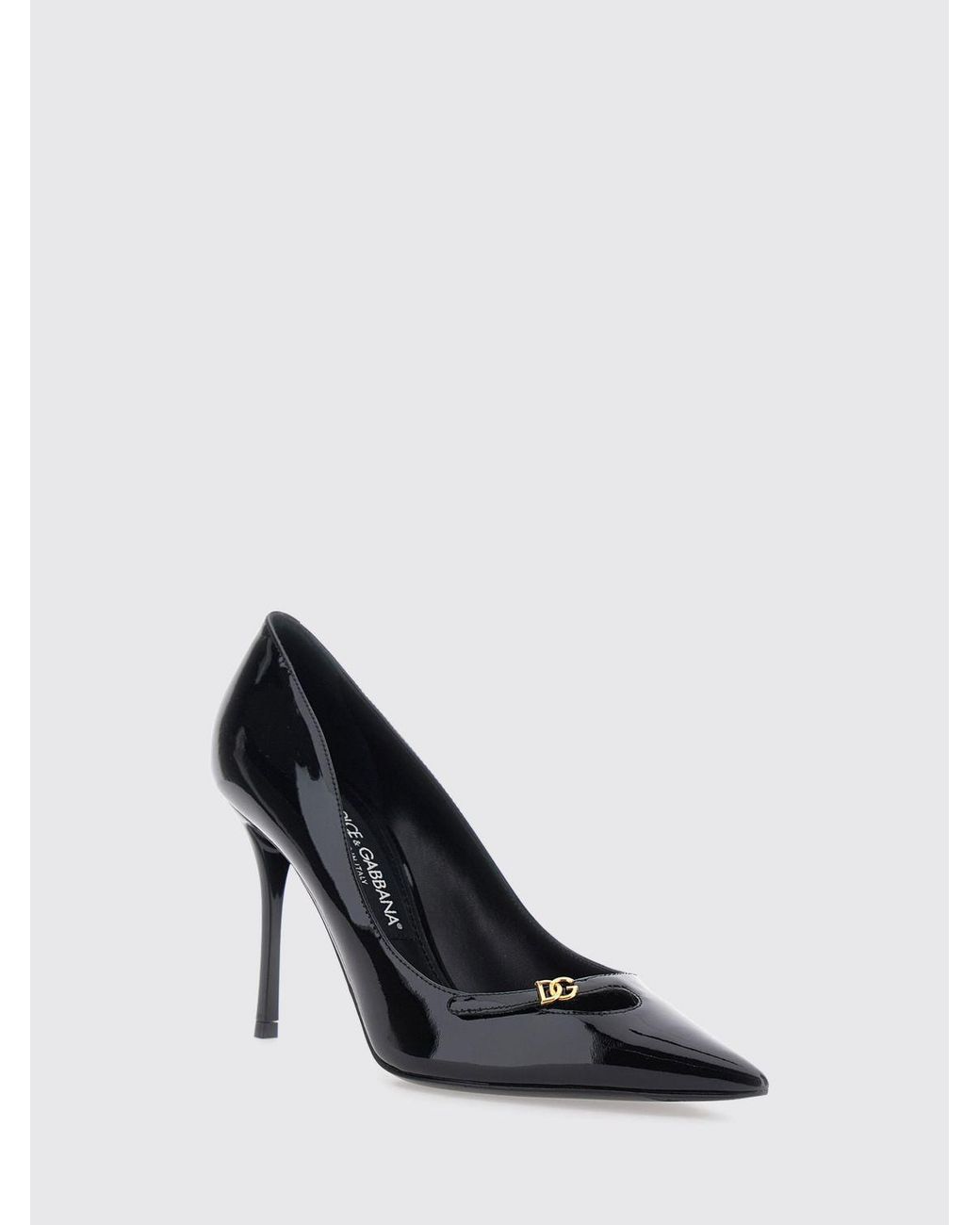 Dolce & Gabbana Black Dolce &Amp Gabbana Patent Leather High-Heeled Pumps With Dg Monogram Logo