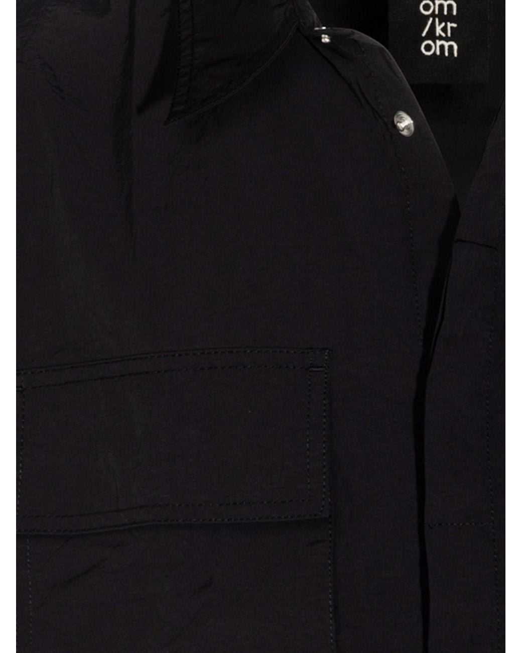 Thom Krom Blue Technical Fabric Utility Shirt With Patch Pockets for men