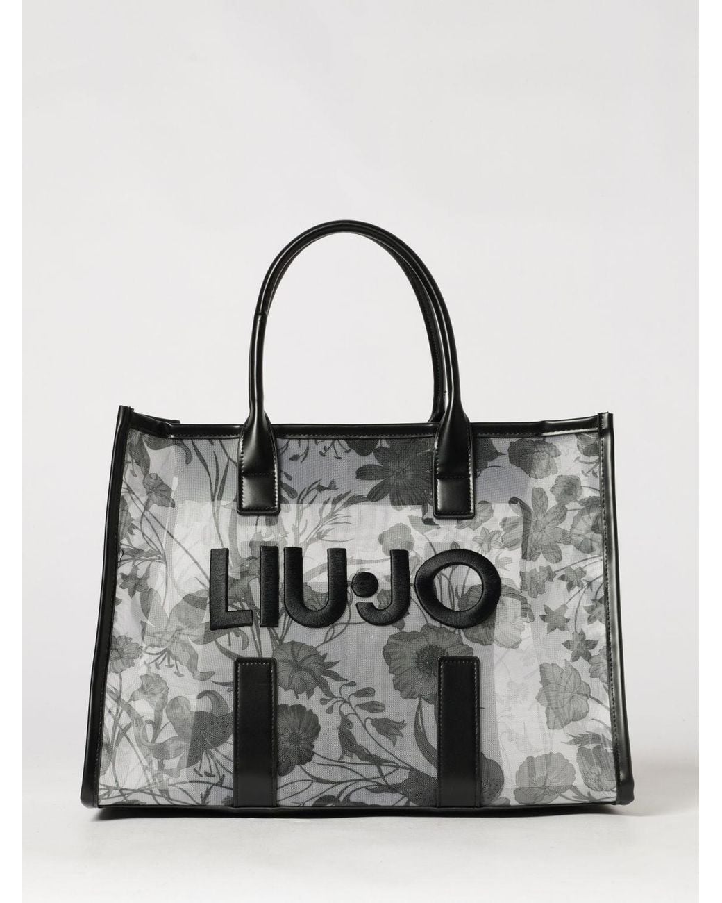 Liu Jo Gray Floral Print Nylon Tote Bag With Internal Pouch