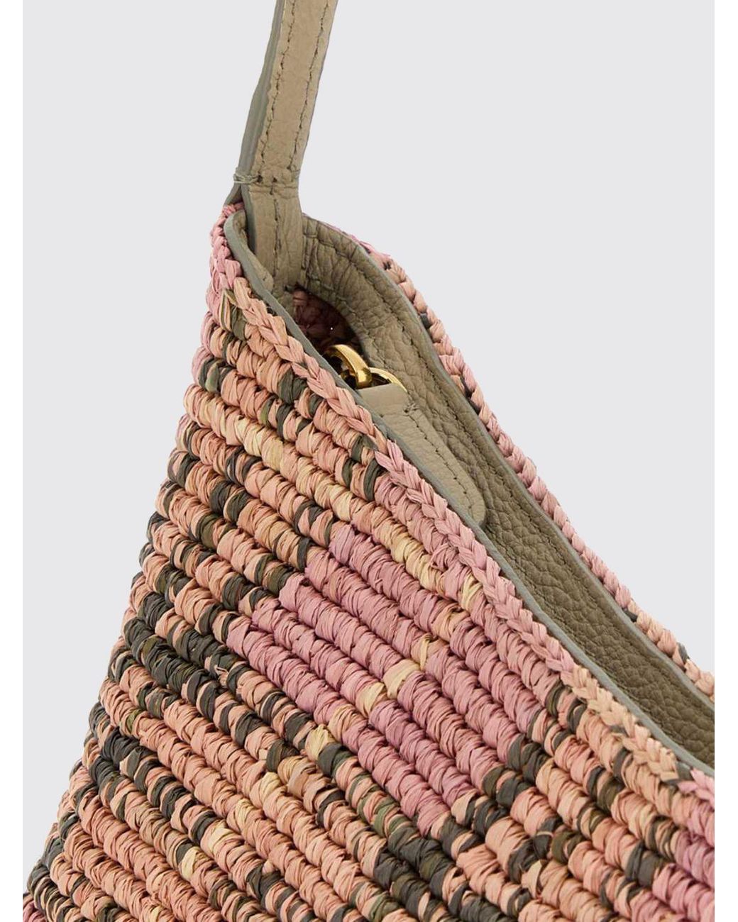 Burberry White Margate Vintage Check Raffia Shoulder Bag With Leather Handle