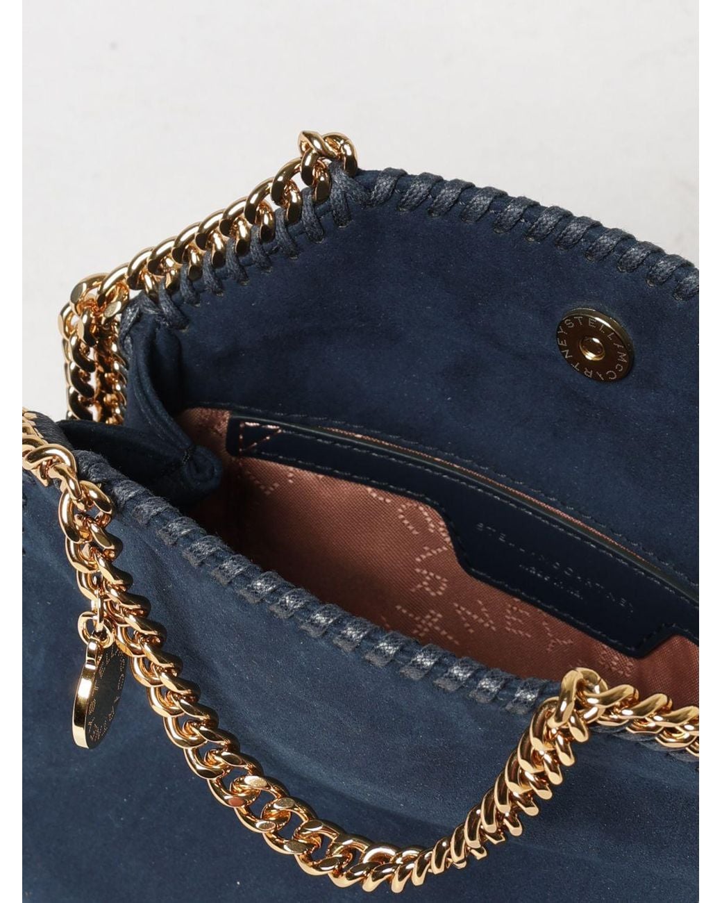 Stella McCartney Blue Falabella Mini Synthetic Leather Bag With Chain Trims