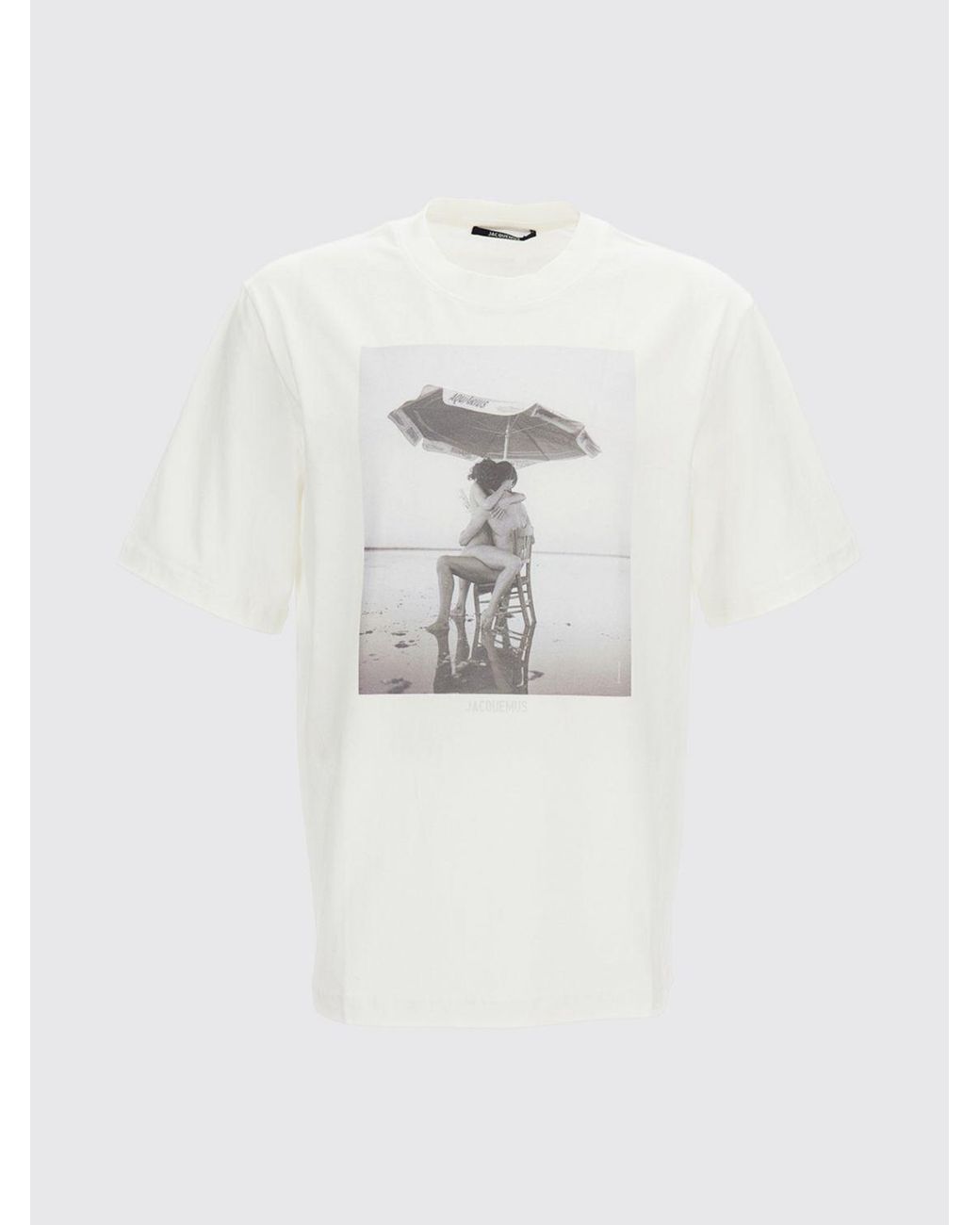 Jacquemus White Graphic Print Organic Cotton And Hemp T-Shirt With Dropped Shoulders for men
