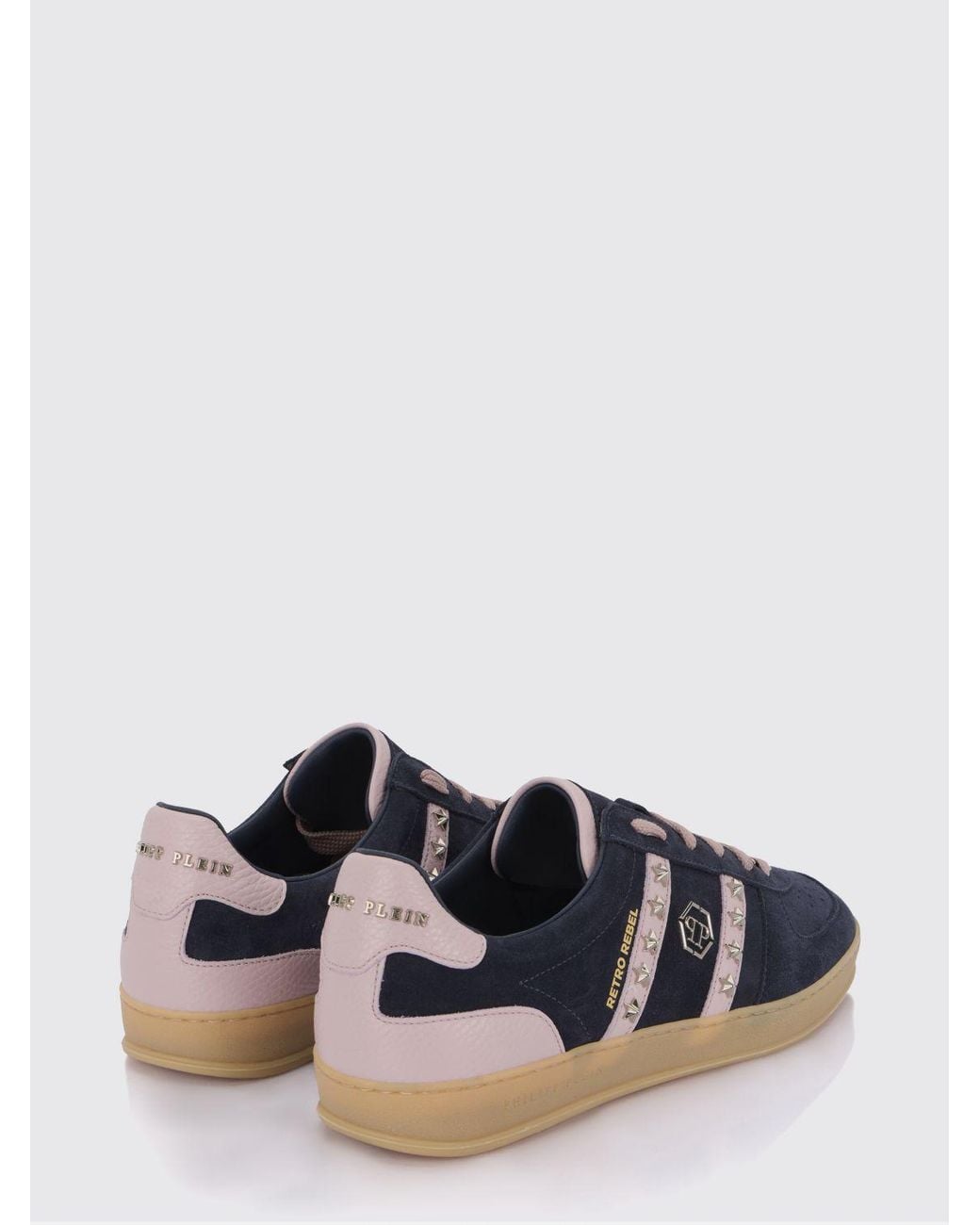 Philipp Plein Blue Retro Rebel Suede Sneakers With Applied Stars for men