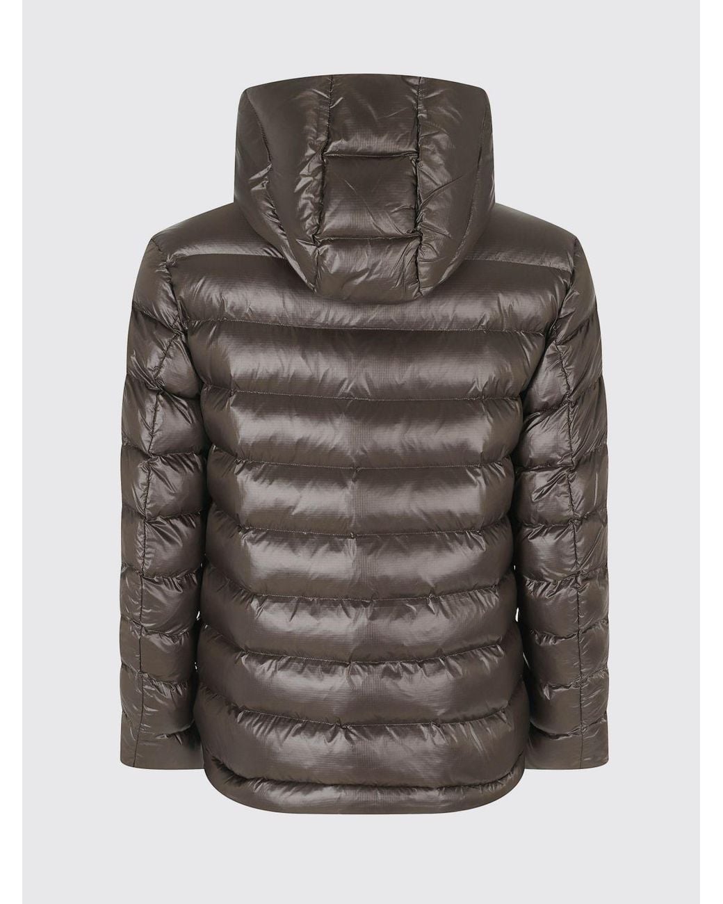 Blauer Brown Water-Repellent Quilted Nylon Hooded Down Jacket With High Collar for men