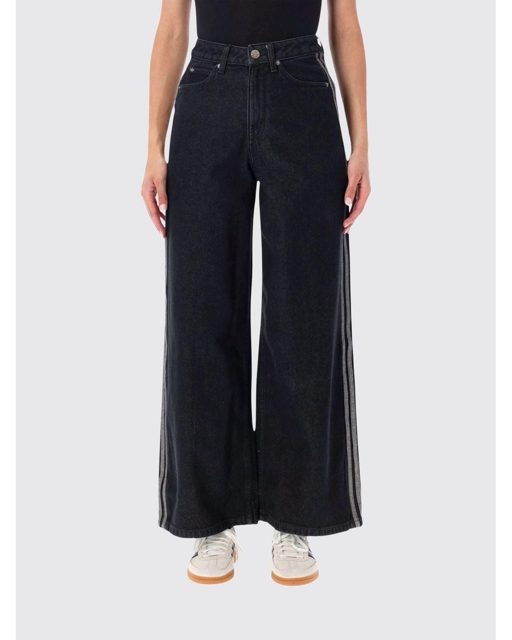 Adidas Originals Blue High-Waisted Wide-Leg Jeans
