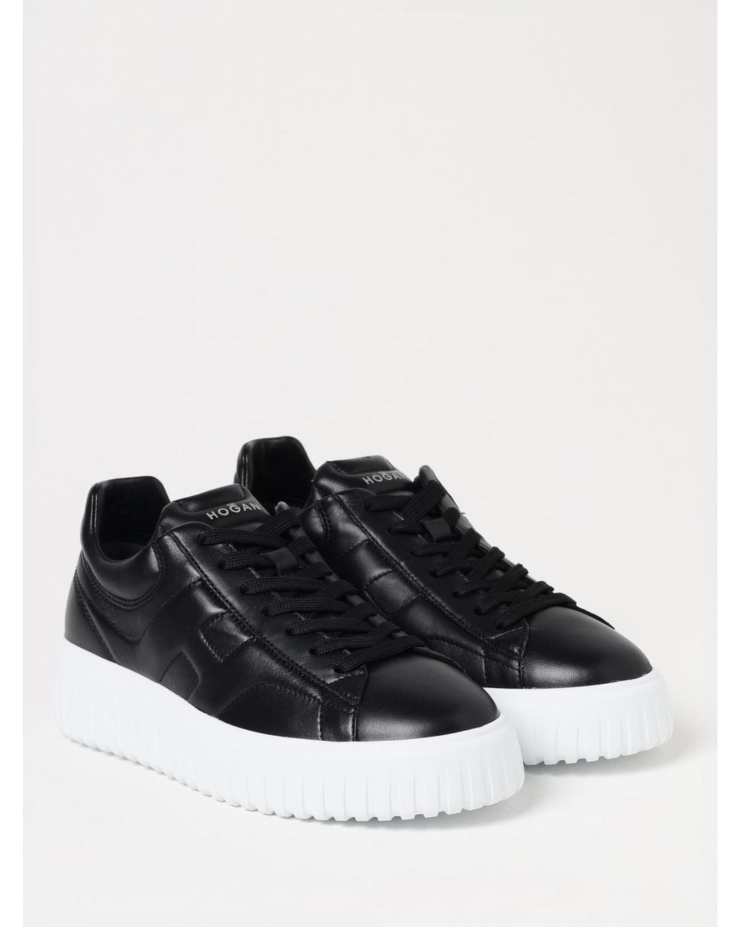 Hogan Black H-Stripe Leather Sneakers for men