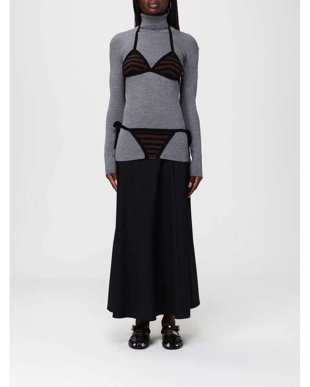 Moschino Couture White Turtleneck Knit Top With Bikini Briefs