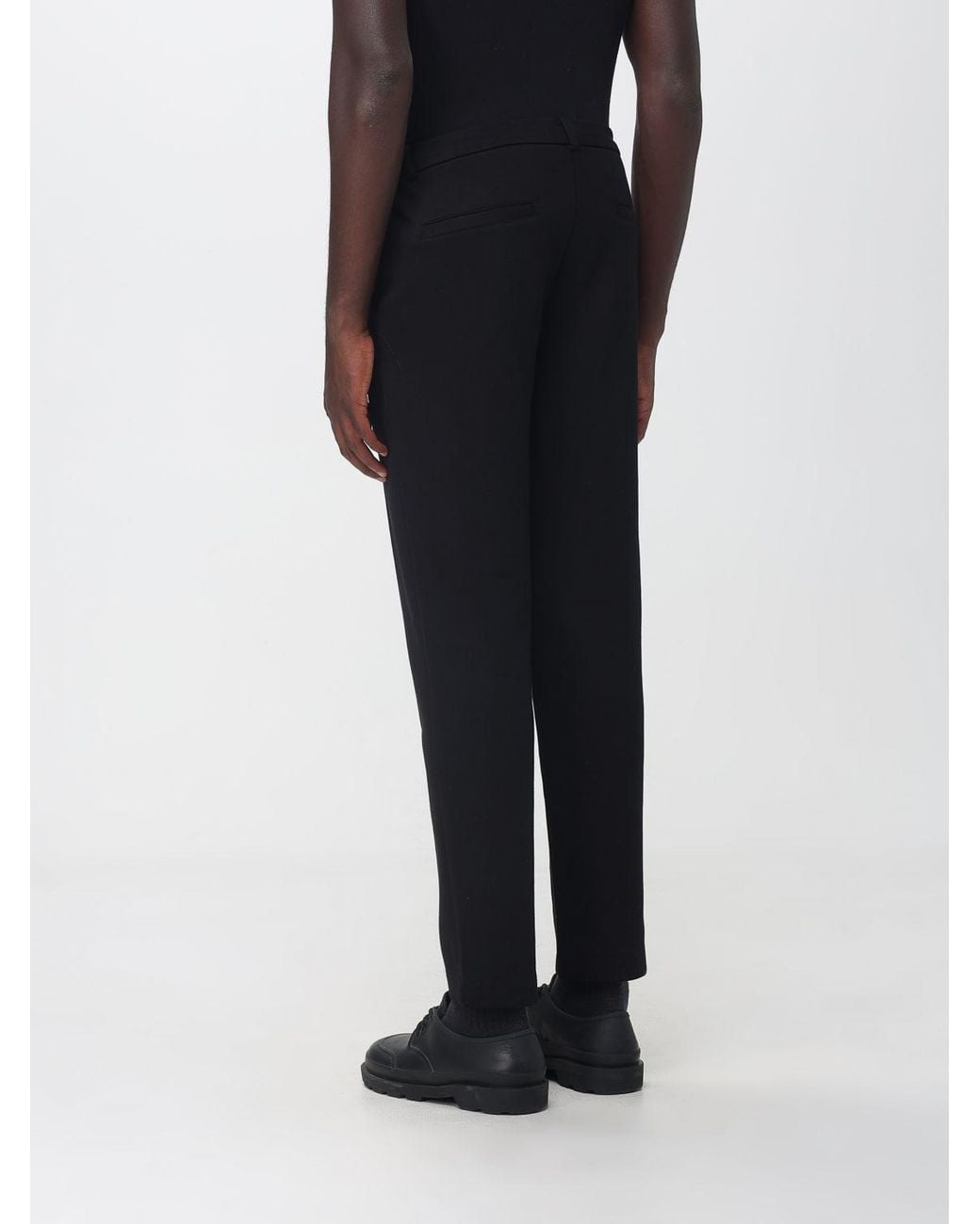 Heskimo Black Slim Fit Jersey Trousers With Drawstring Waist And Welt Pockets for men