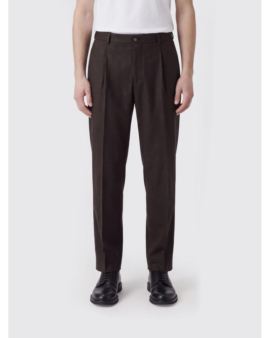 Briglia 1949 Brown Pleated Wool And Cashmere Blend Chino Trousers for men