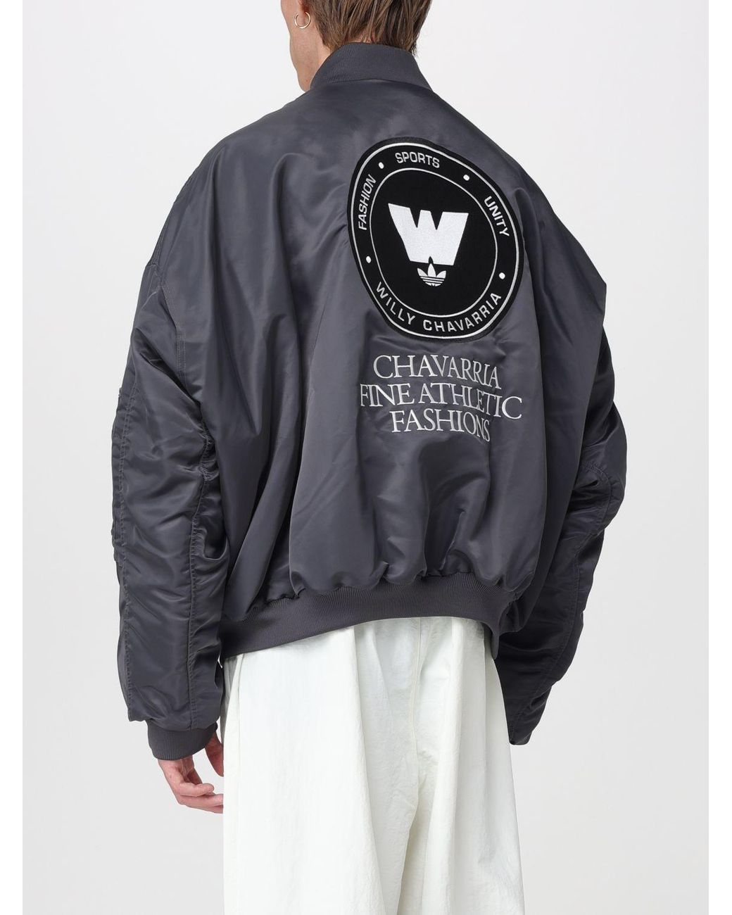 Adidas Originals Blue Willy Chavarria X Padded Recycled Tech Fabric Bomber Jacket for men