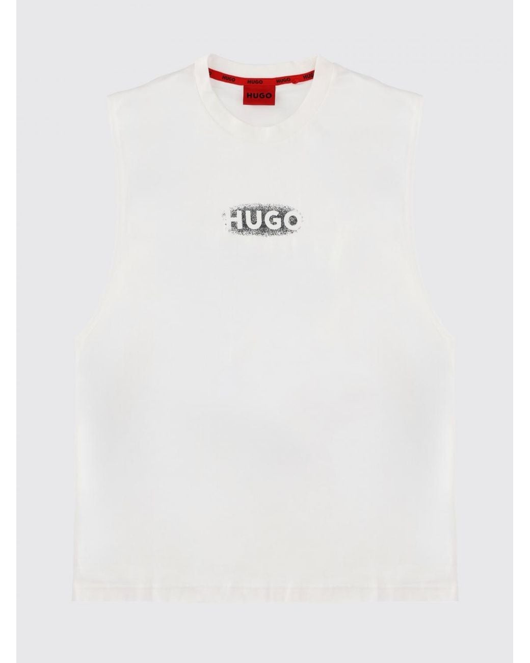HUGO White Cotton Tank Top With Logo for men