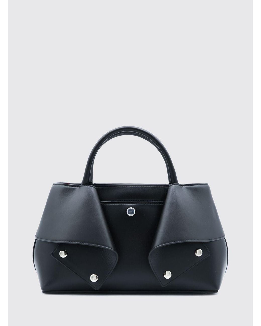 Totême Blue Smooth Leather Handbag With Double Handle And Removable Strap