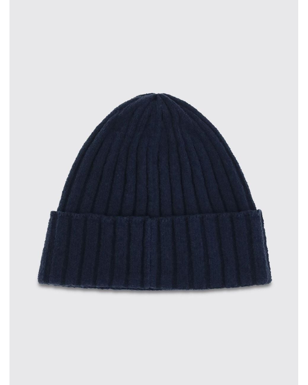 Dolce & Gabbana Blue Dolce &Amp Gabbana Ribbed Wool Beanie With Cuffed Hem And Applied Logo Patch for men
