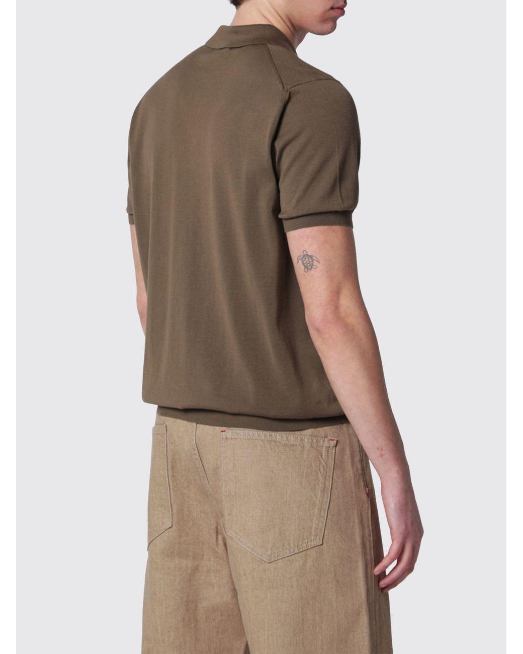 Drumohr Brown Cotton Knit Polo Shirt for men