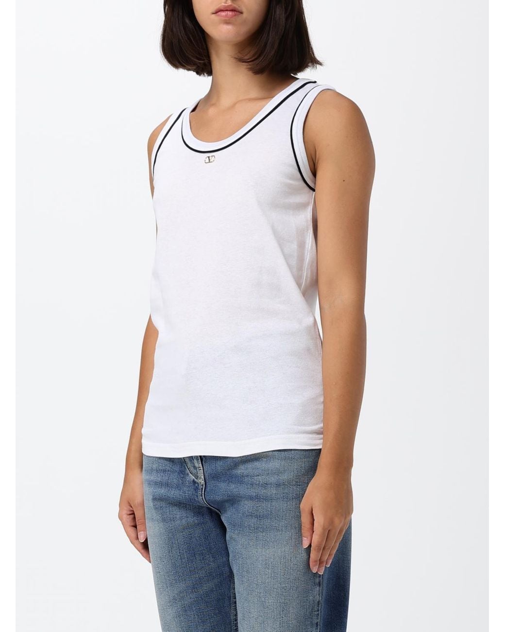 Valentino Garavani White Vlogo Signature Slim Fit Cotton Tank Top