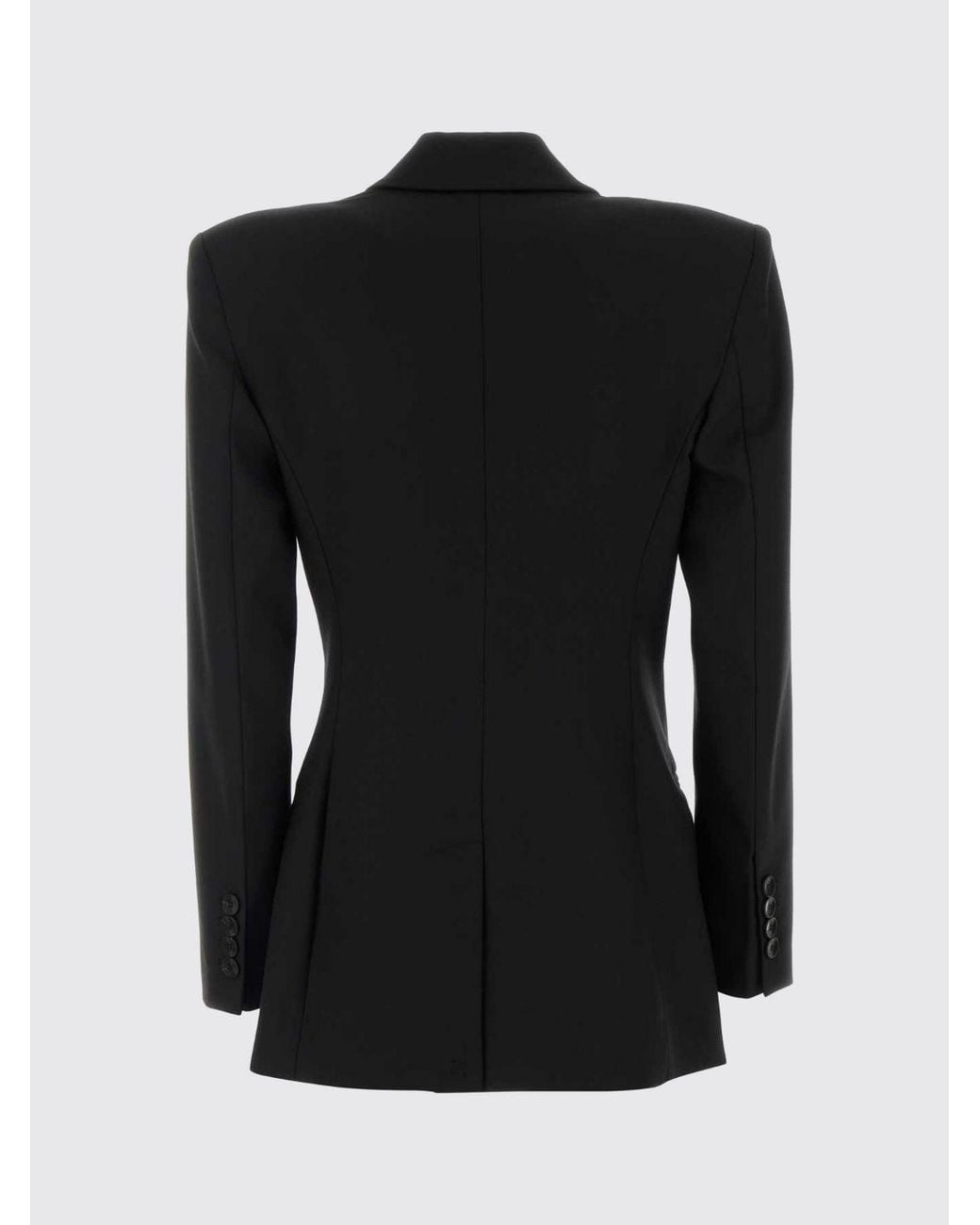 Blumarine Black Double-Breasted Wool-Blend Blazer With Flower Appliqué On The Lapel