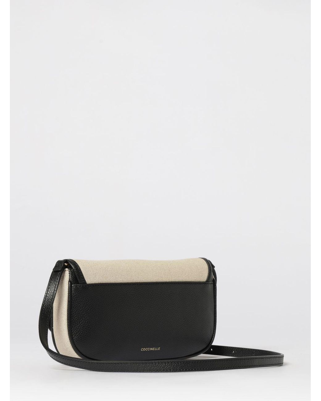 Coccinelle Black Mavery Canvas And Grained Leather Bag