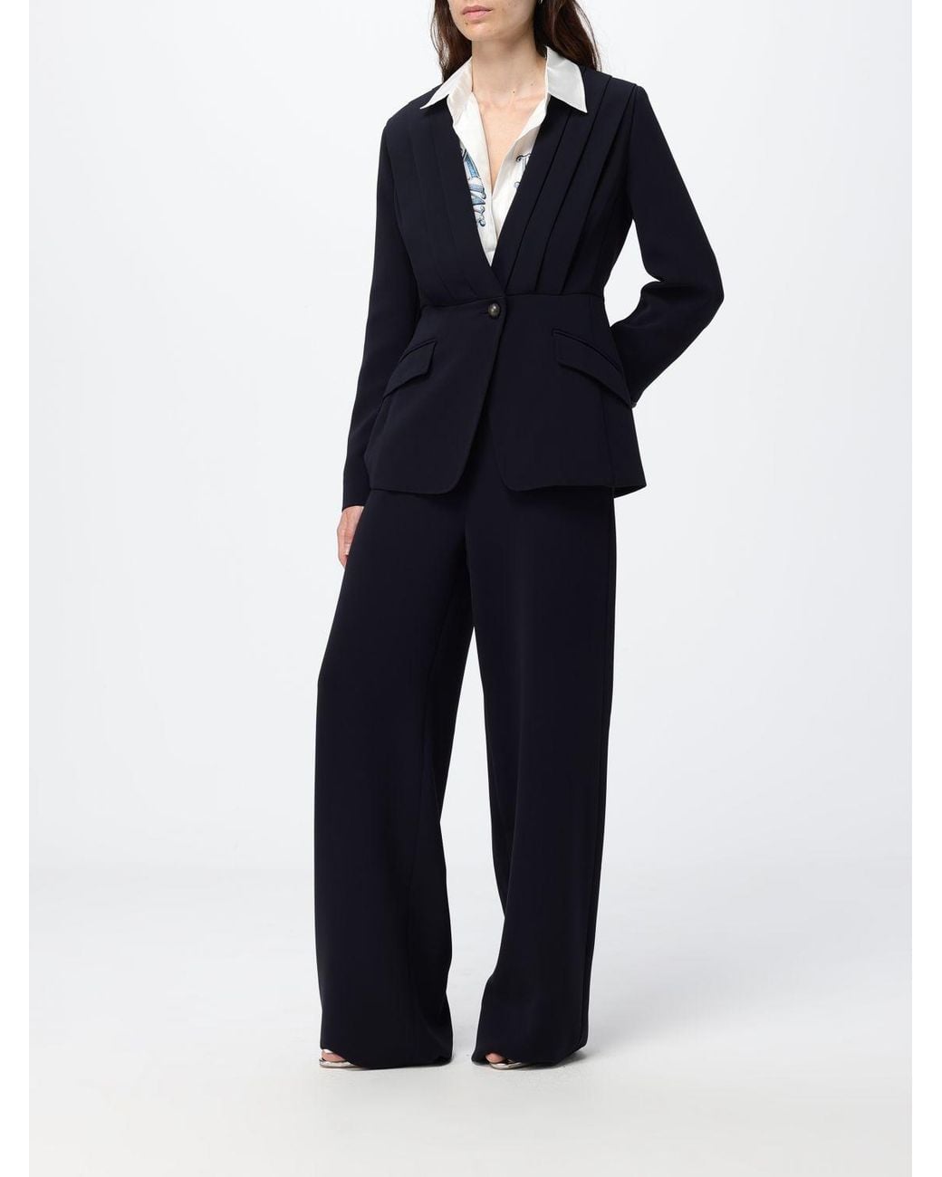 Max Mara Blue High-Waisted Wide-Leg Criªpe Palazzo Trousers