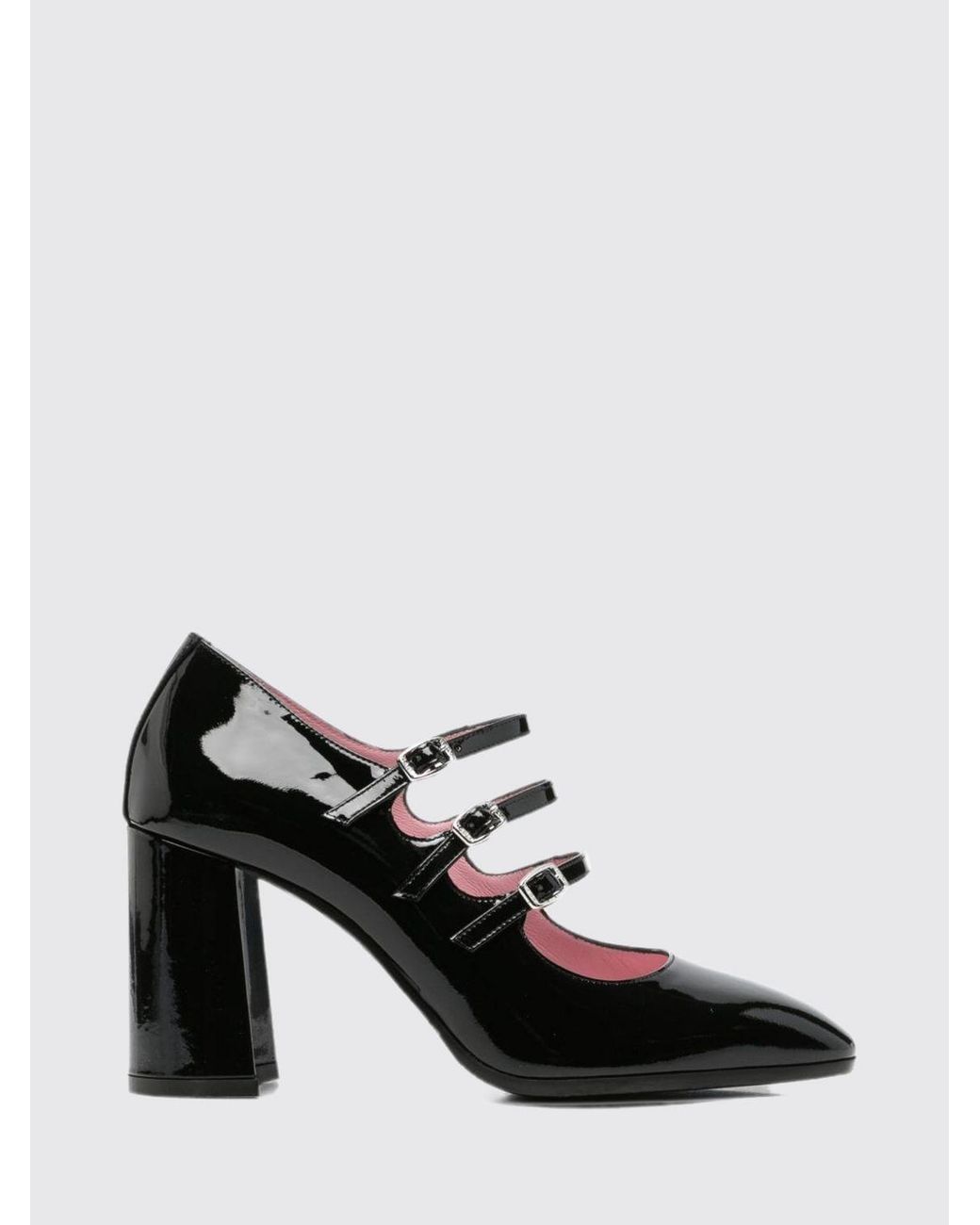 CAREL PARIS Black Keel Patent Leather Mary Jane Pumps With High Heel