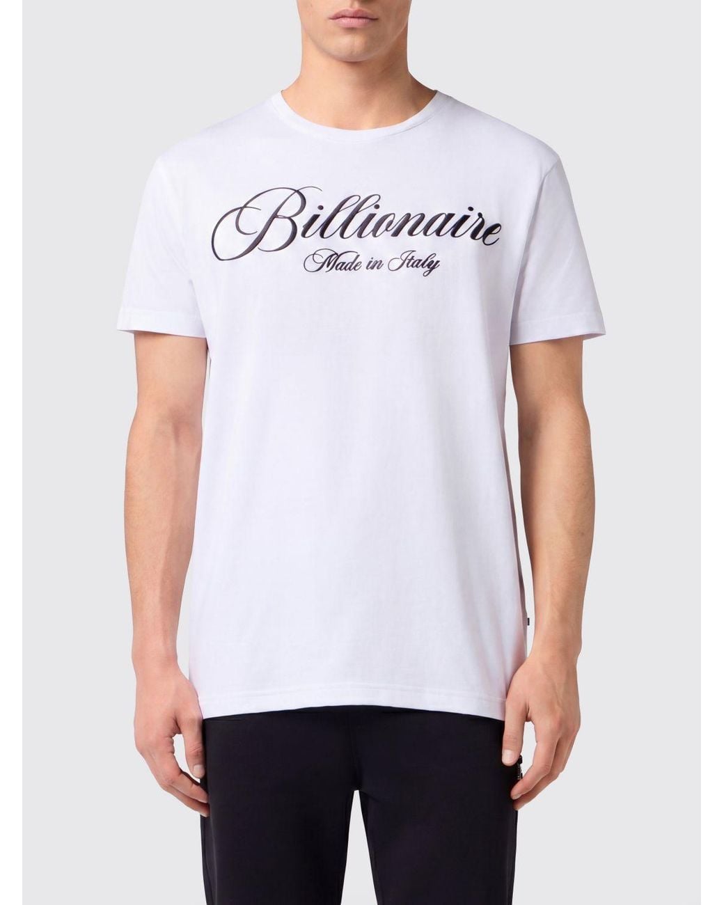 Billionaire White Cotton Crew-Neck T-Shirt With Embroidered Hexagon Logo for men