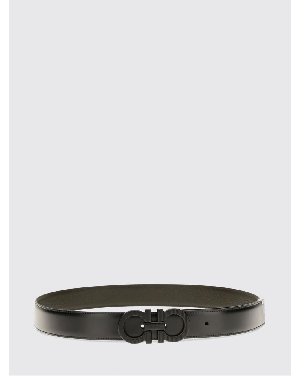 Ferragamo Black Gancini Reversible Leather Belt With Logo Buckle for men