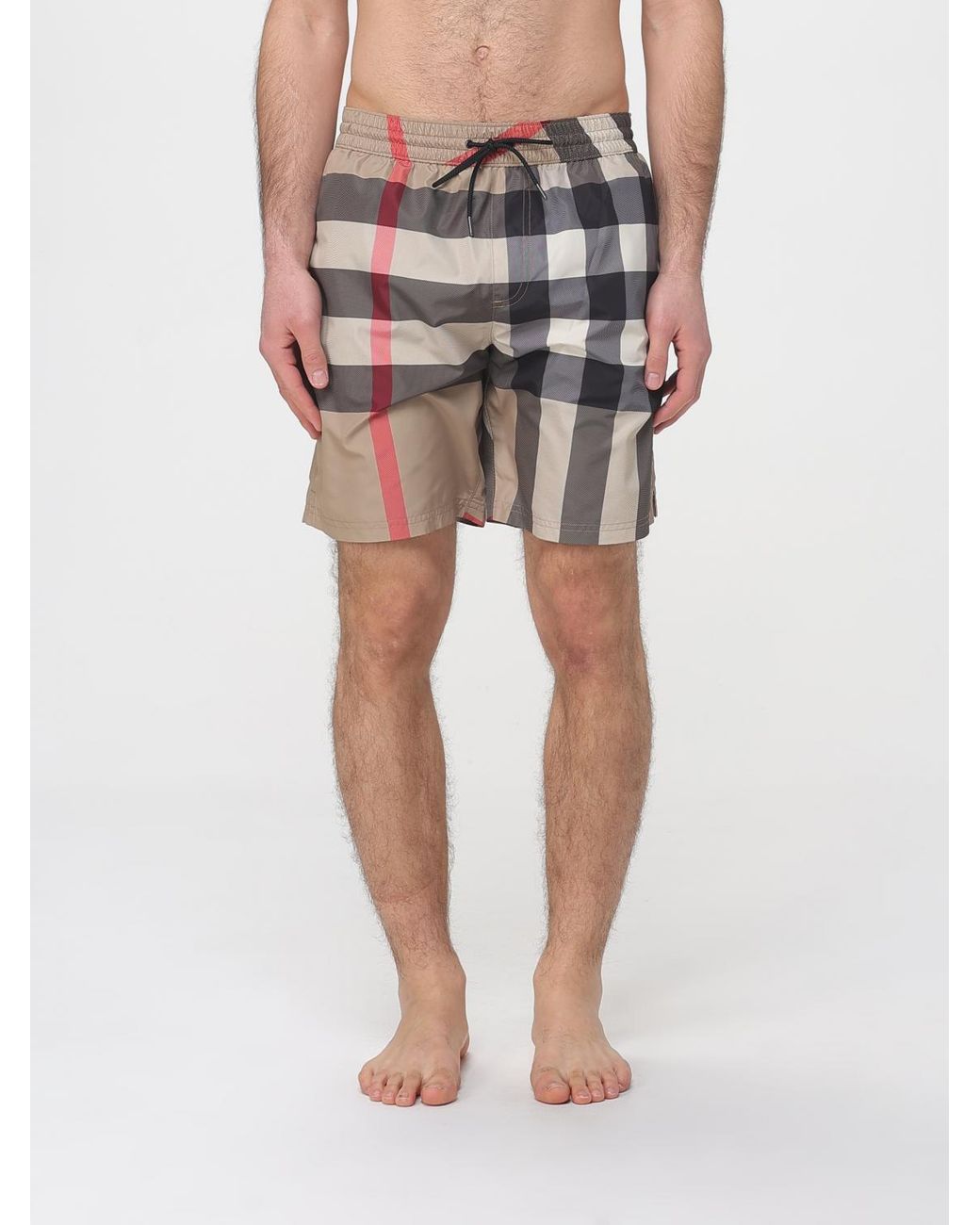 Burberry Natural Check Print Polyester Swim Trunks for men