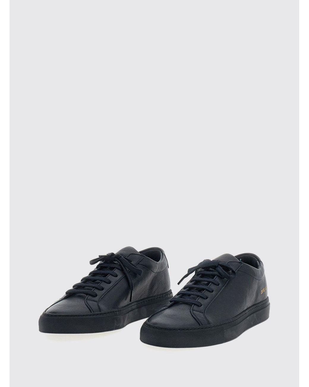 Common Projects Blue Achilles Low Smooth Calfskin Sneakers With Laminated Logo for men