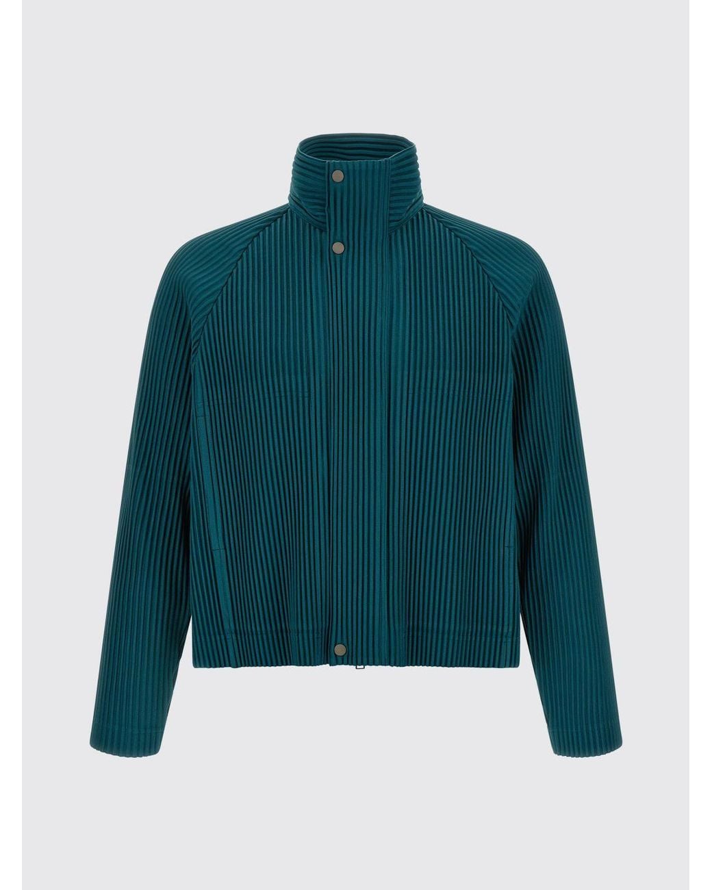 Homme Plissé Issey Miyake Blue High-Neck Pleated Technical Fabric Cardigan Homme Plissé Issey Miyake for men