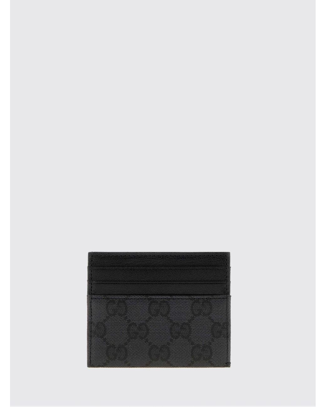 Gucci White Gg Supreme Monogram Flat Card Holder With Leather Trim for men