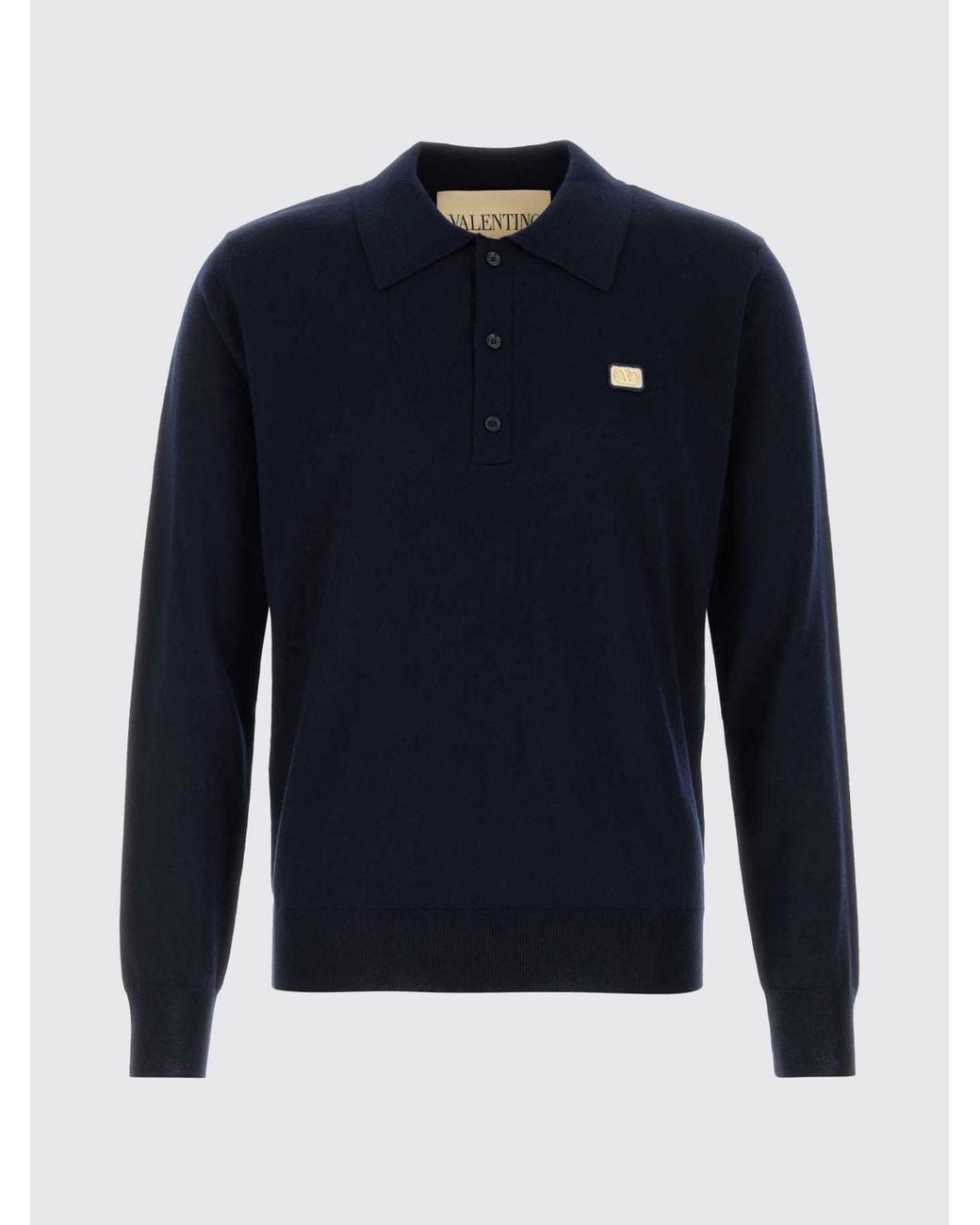 Valentino Blue Virgin Wool Knit Polo Shirt for men
