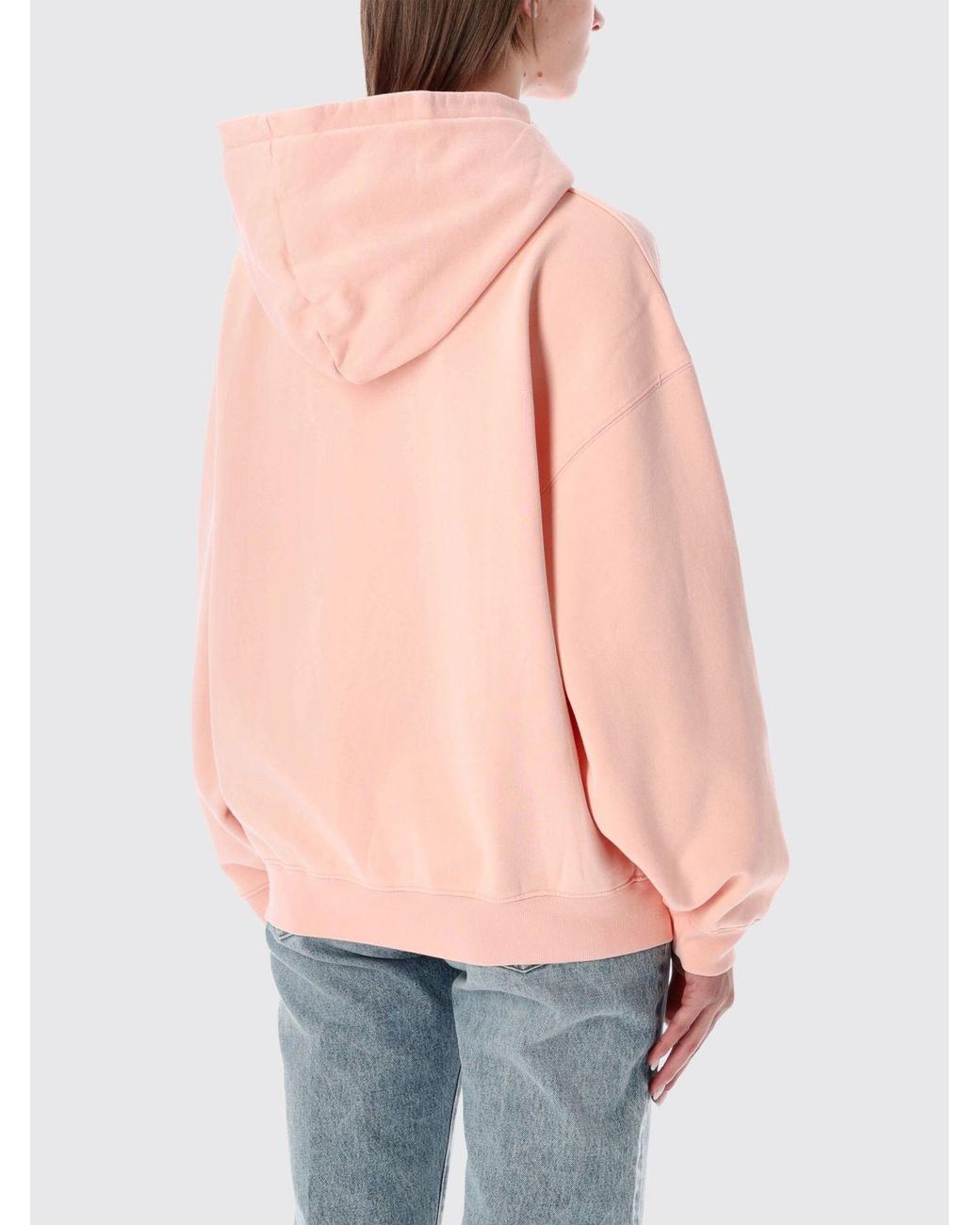 Anine Bing Pink Oversized Printed Logo Cotton Hoodie