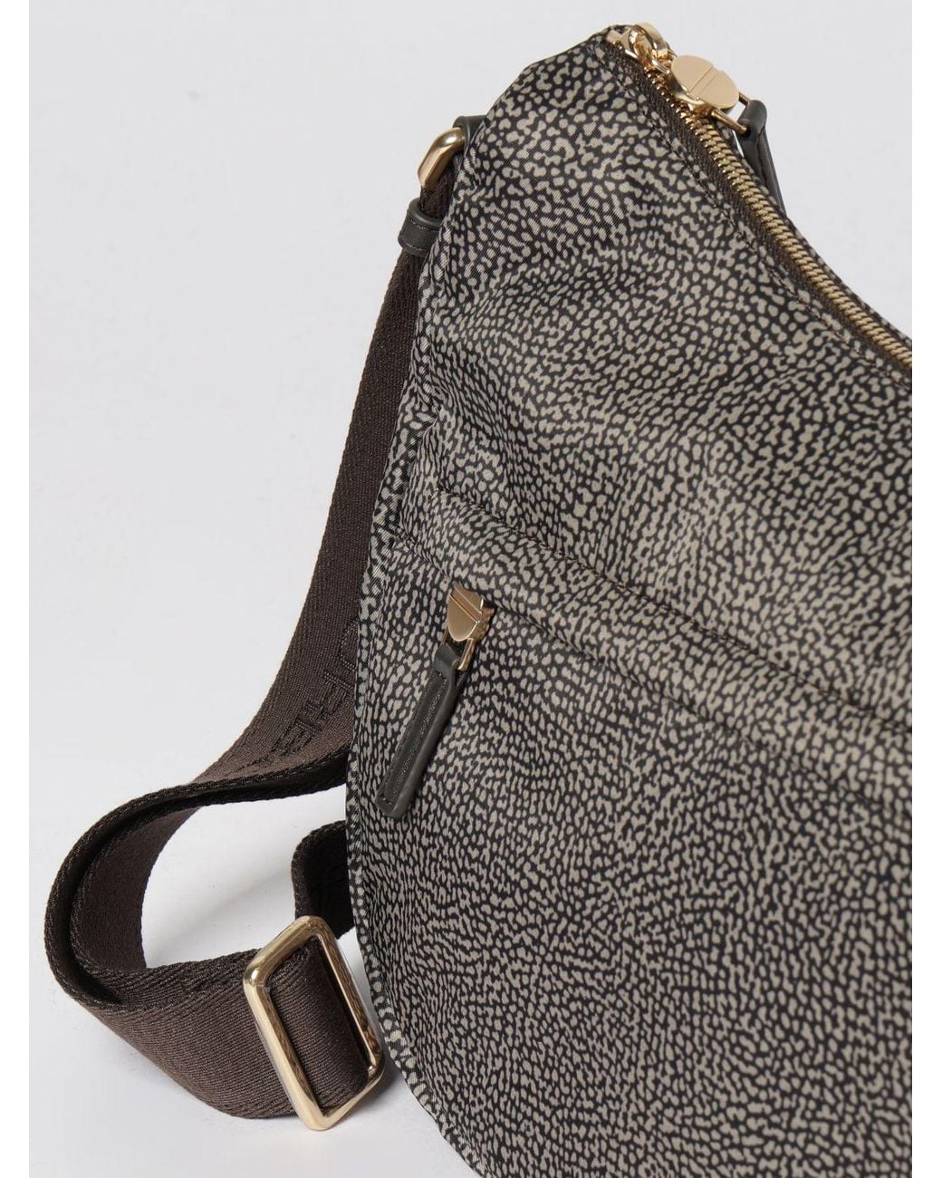 Borbonese Gray Luna Polka Dot Recycled Nylon Crossbody Bag