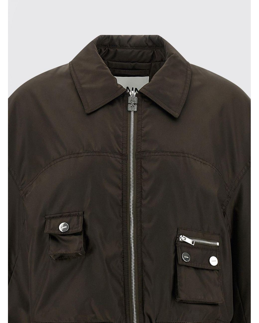 Ganni Black Technical Fabric Bomber Jacket