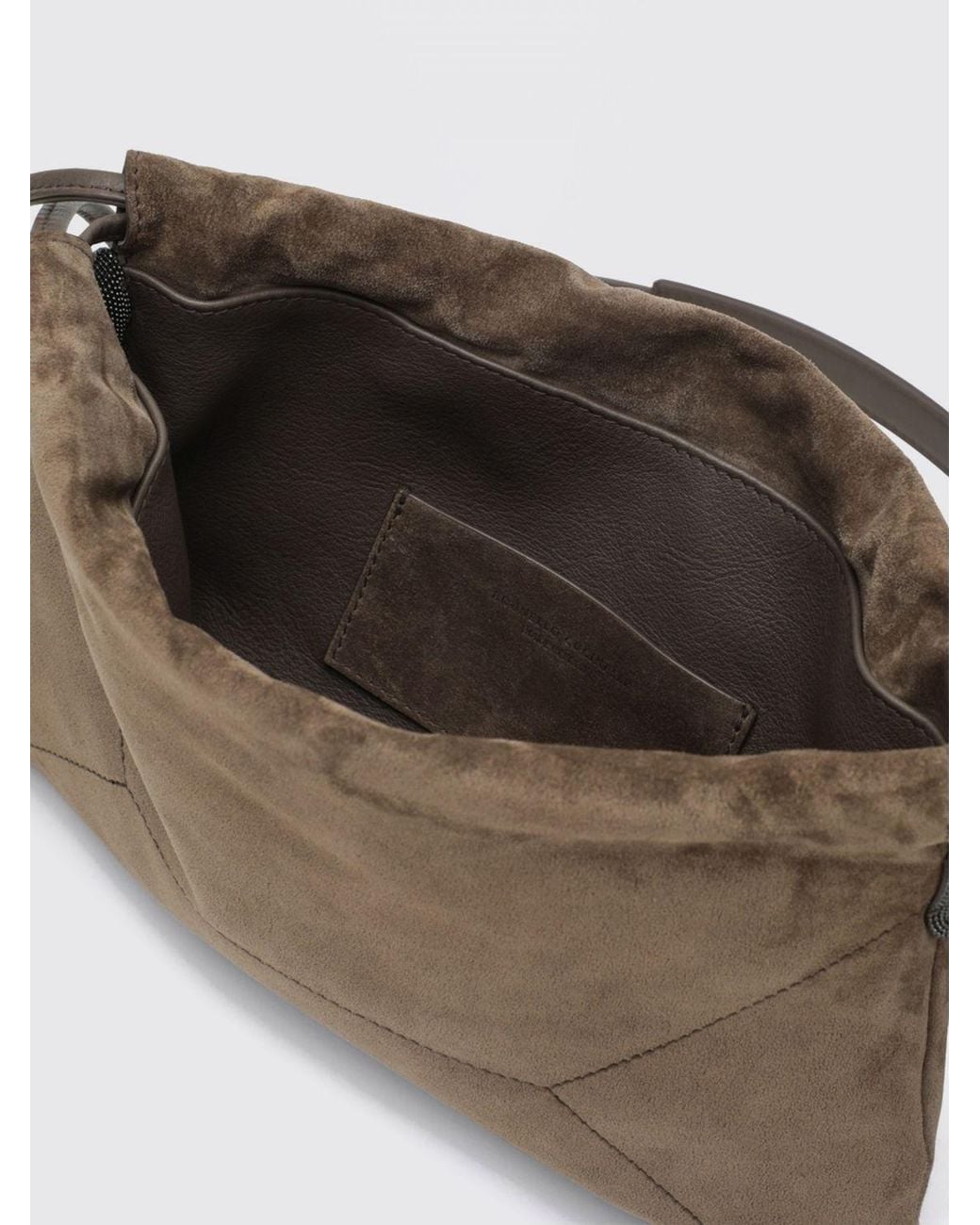 Brunello Cucinelli Brown Bc Duo Suede Bucket Bag With Monili Decoration