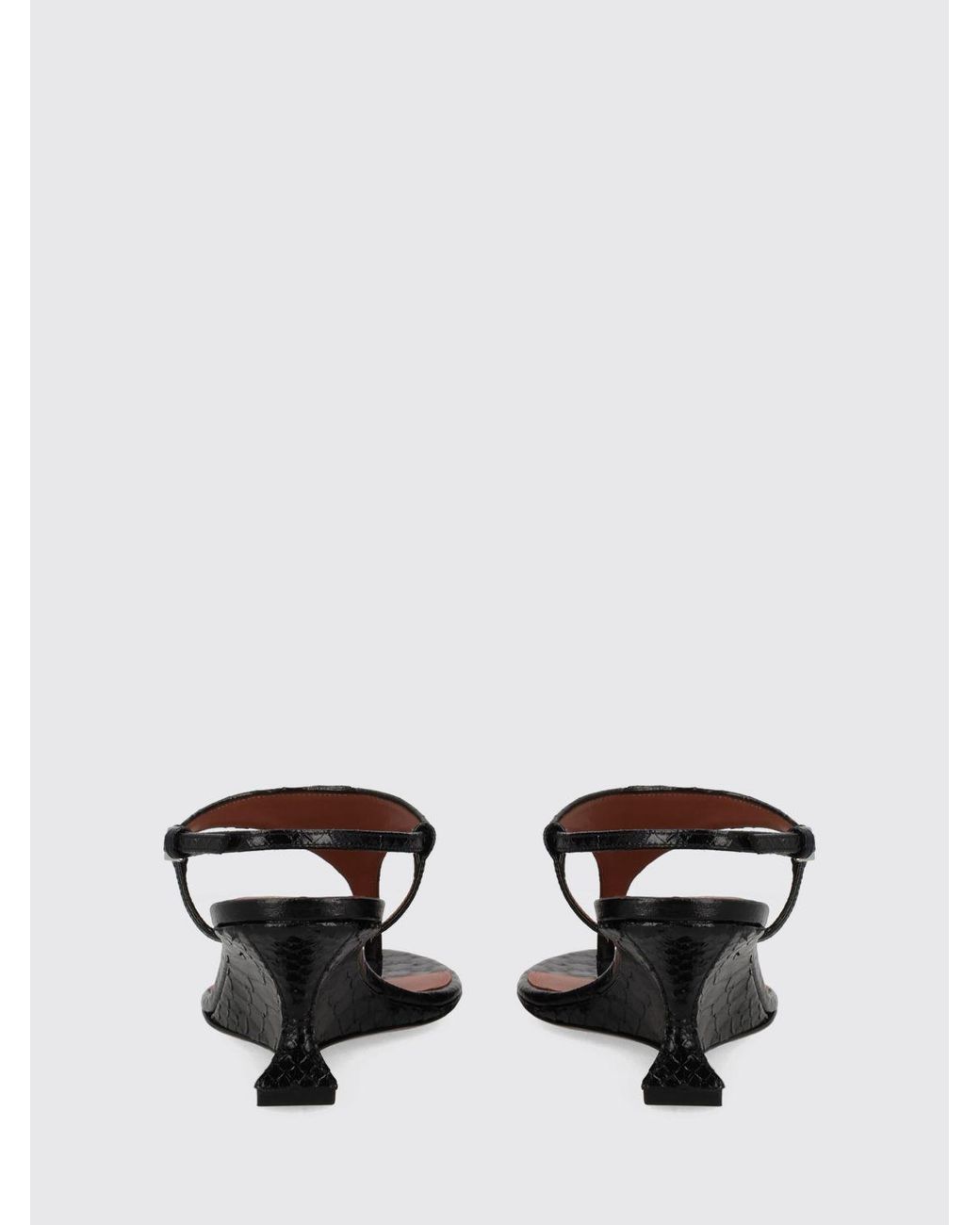 Paris Texas Black Nina Python-Effect Leather Wedge Sandals With Ankle Strap