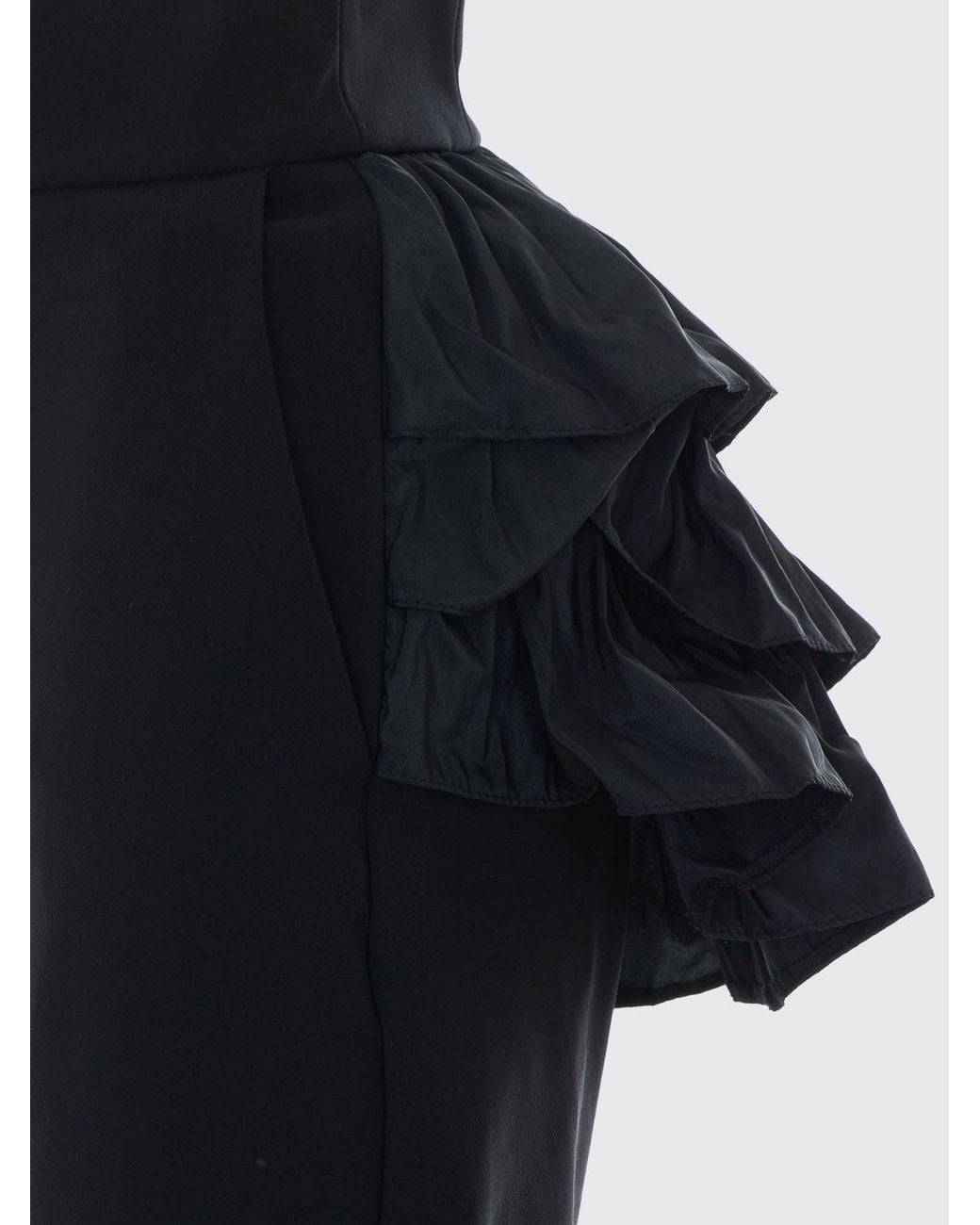 Elisabetta Franchi Black High-Waisted Crêpe Skinny Trousers With Ruffles