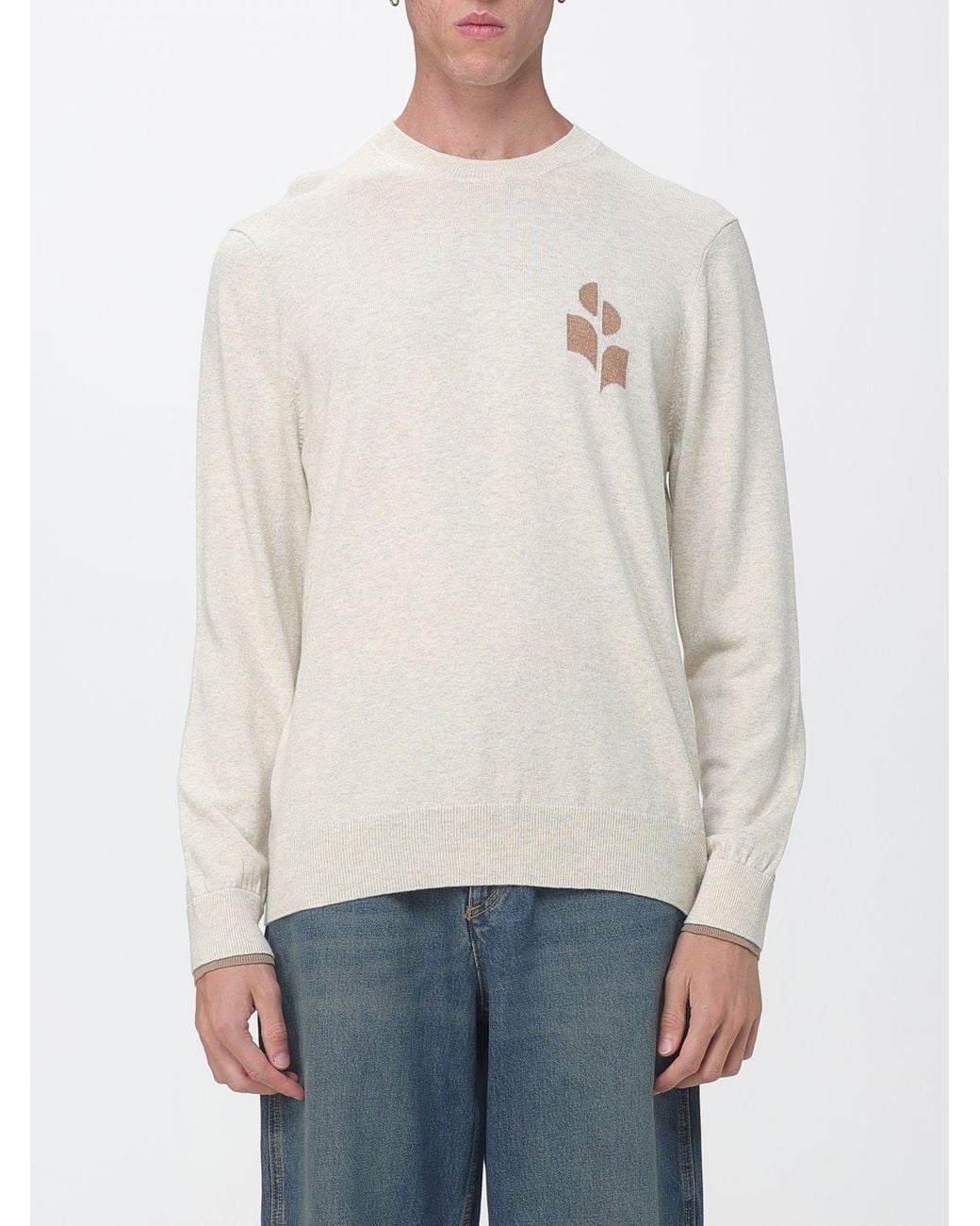 Isabel Marant White Jacquard-Logo Cotton And Wool-Blend Jumper for men
