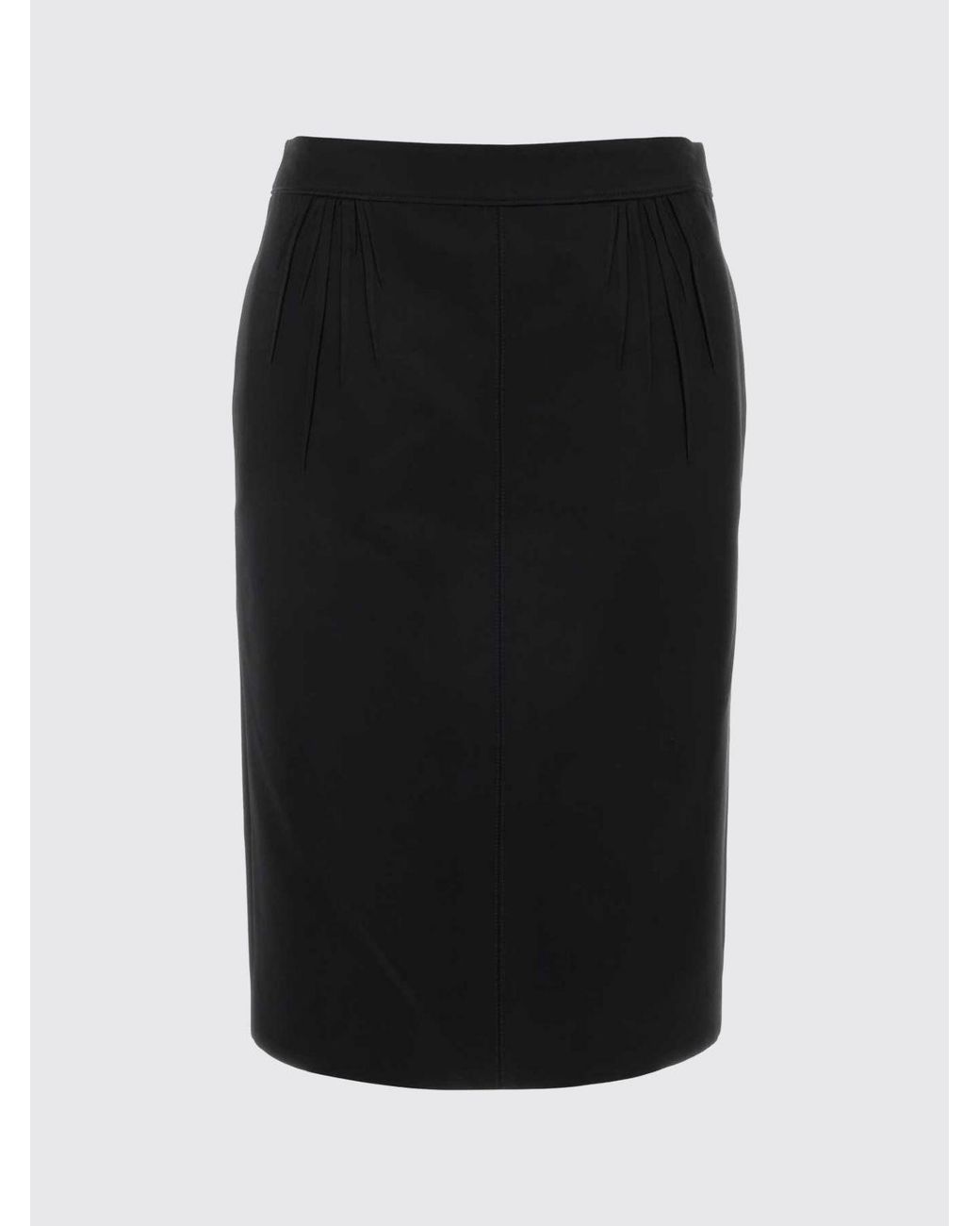 Saint Laurent Black High-Waisted Viscose Pencil Mini Skirt With Ysl Monogram