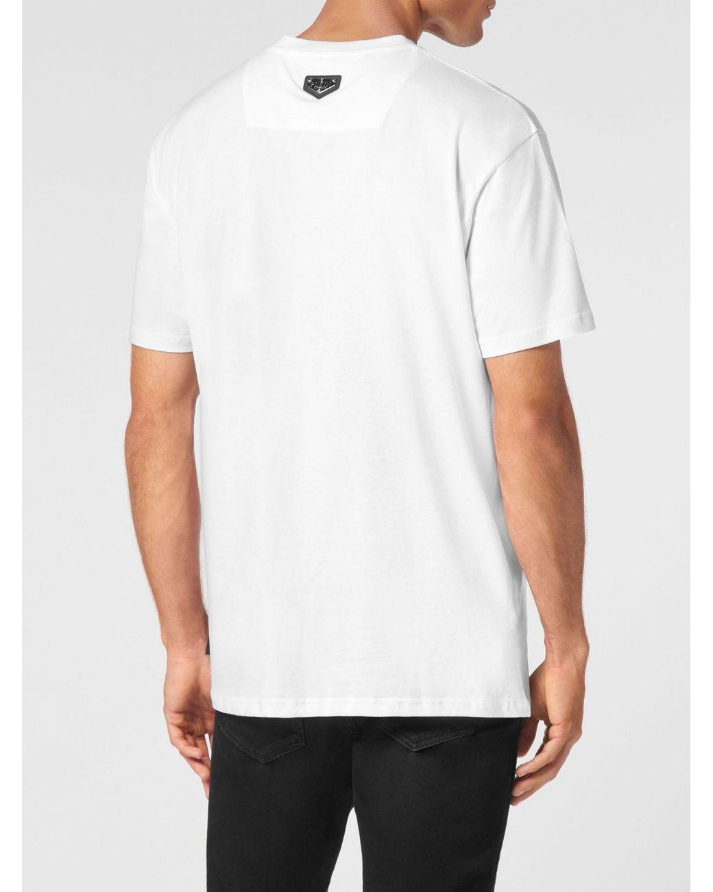 Philipp Plein White Cotton T-Shirt With Hexagon Logo And Contrast Monogram Print for men