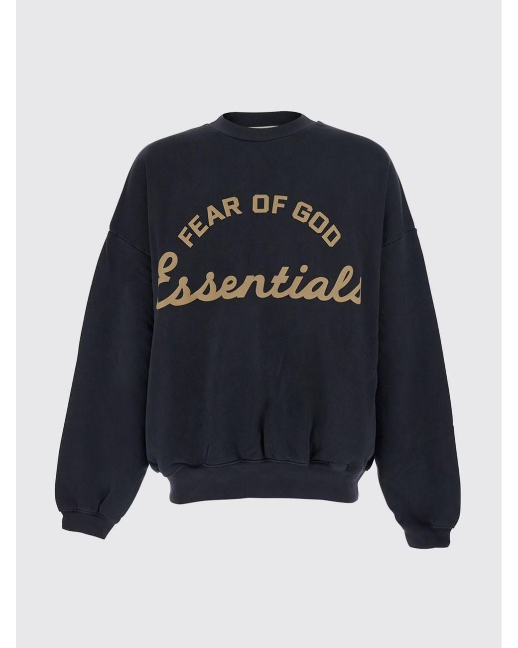 Fear Of God Blue Crewneck Cotton Jumper With Logo And Dropped Shoulders for men