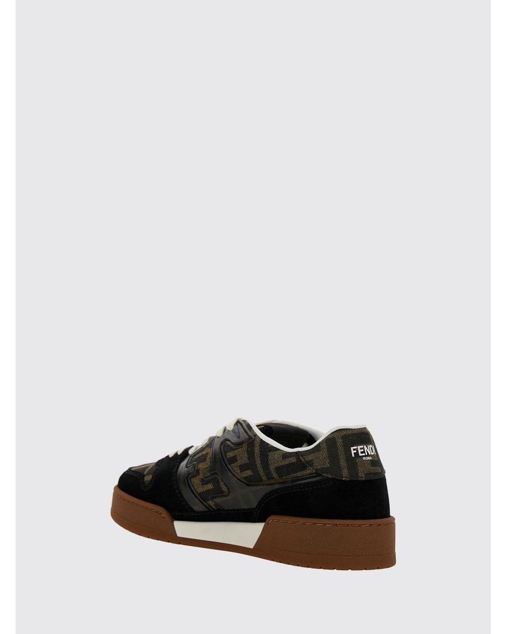 Fendi White Match Suede And Ff Monogram Jacquard Sneakers