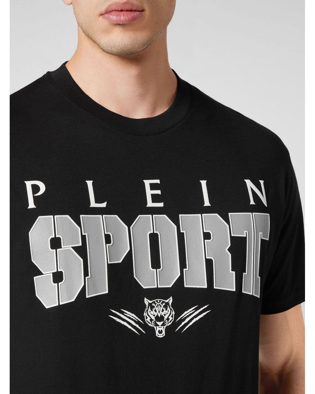 Philipp Plein Black Slim Fit Cotton T-Shirt With Contrast Printed Logo for men