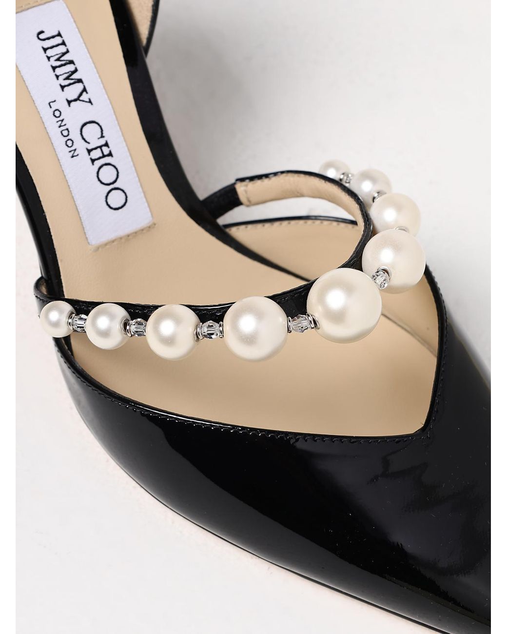 Jimmy Choo Black Aurelie Patent Leather Pumps With Pearls
