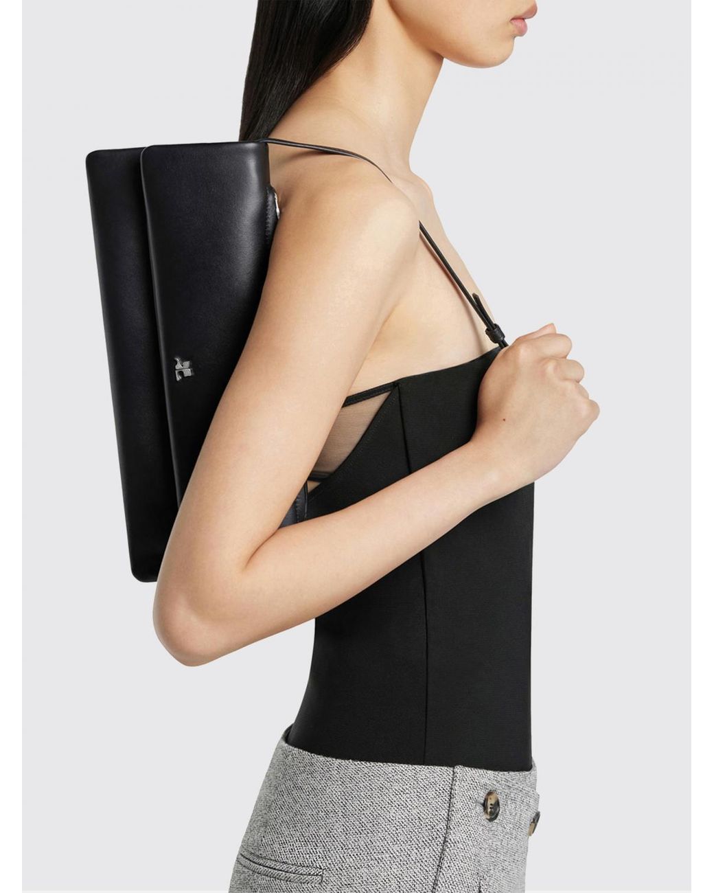 Courreges Black CourrÈ Ges Cuff Leather Bag