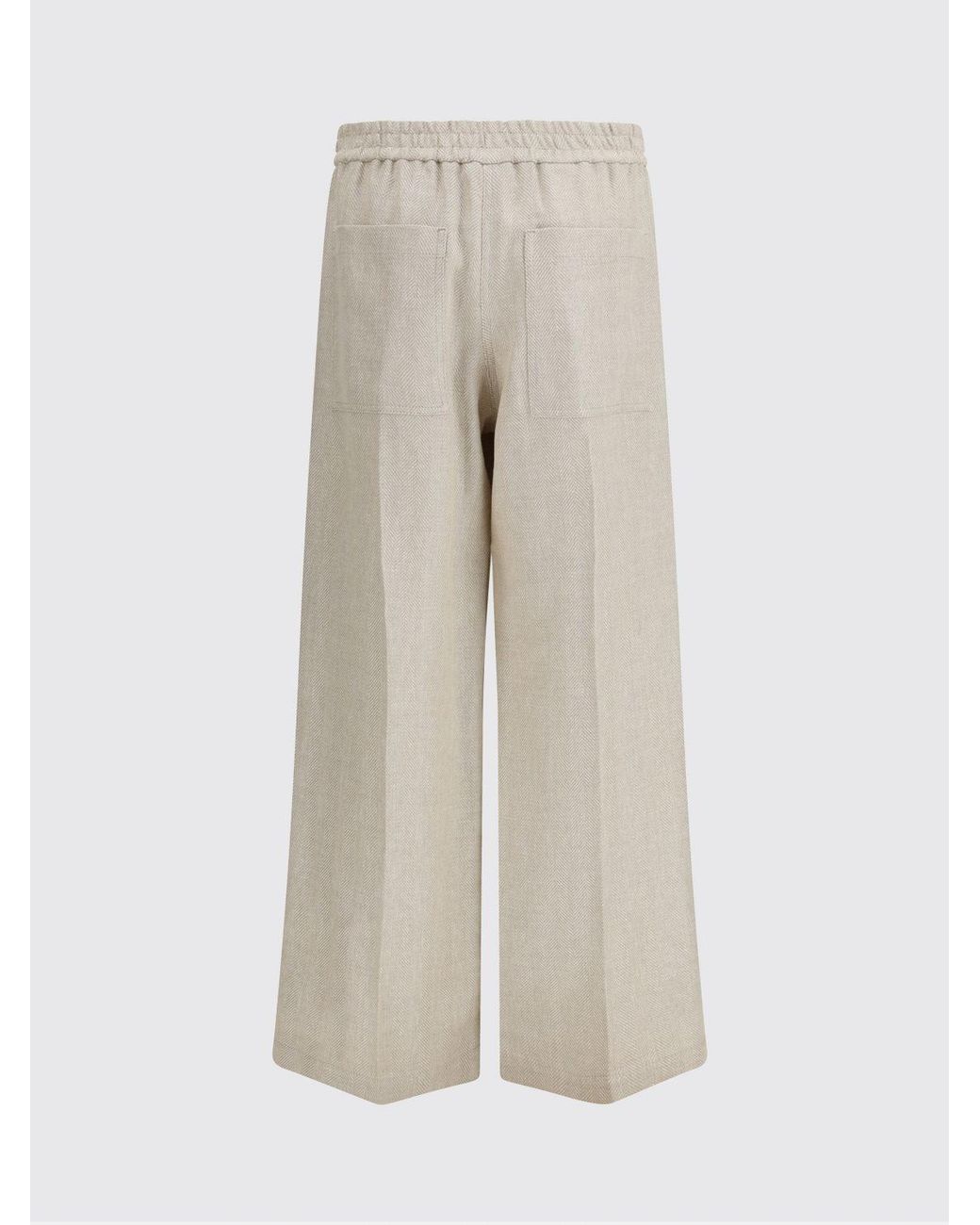 Brunello Cucinelli Natural Linen And Cotton Palazzo Trousers