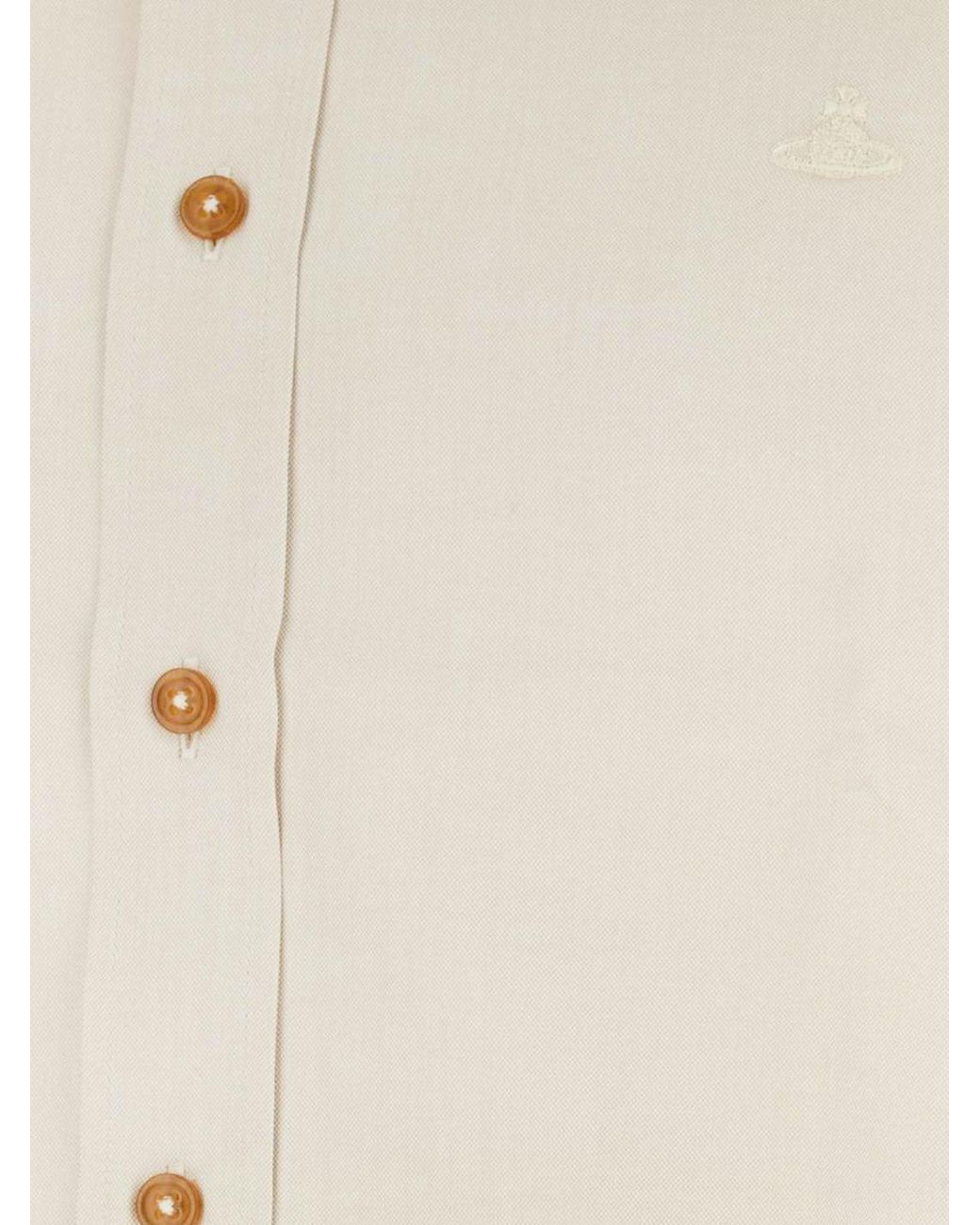 Vivienne Westwood Natural Slim Fit Cotton Shirt With Button-Down Collar for men