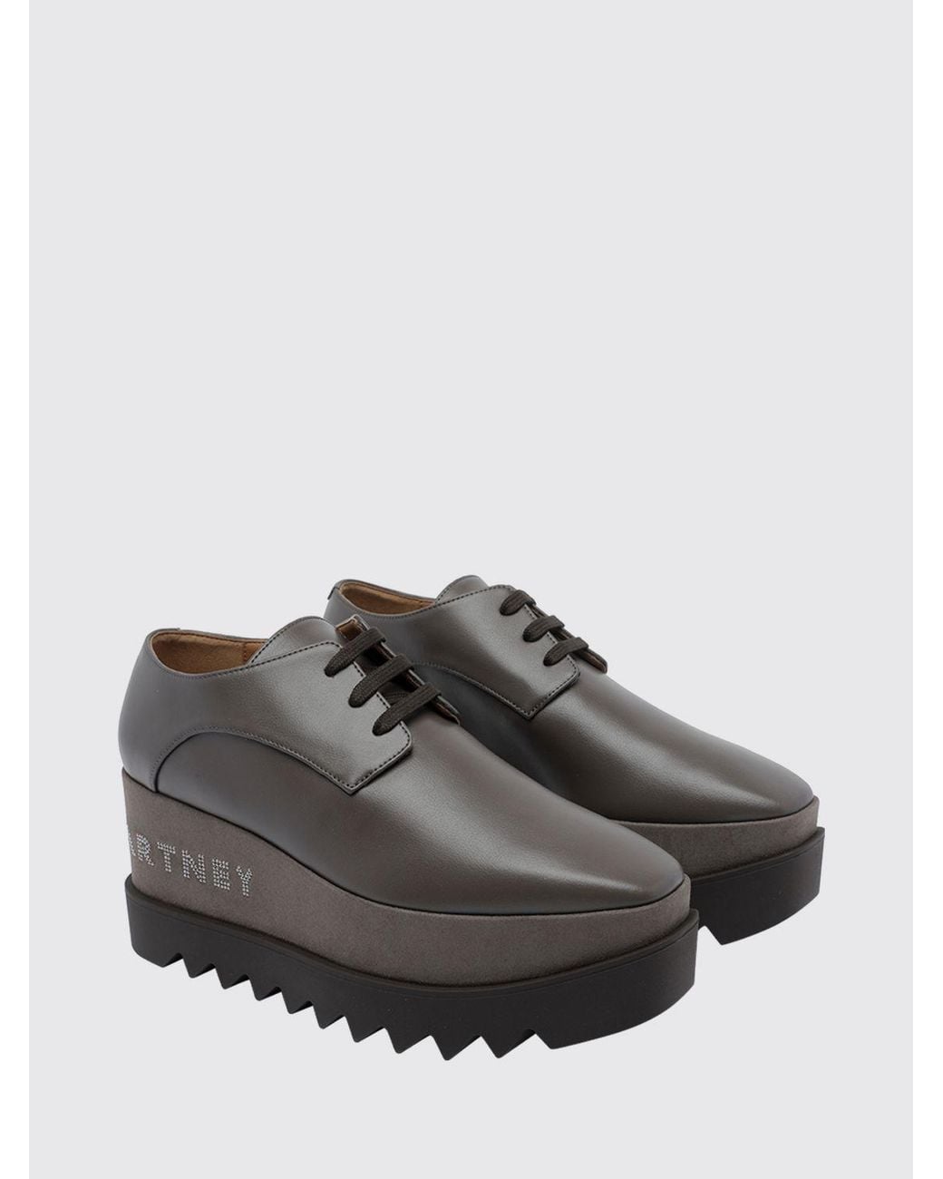 Stella McCartney Gray Elyse Vegan Leather Lace-Up Shoes With Platform Lug Sole