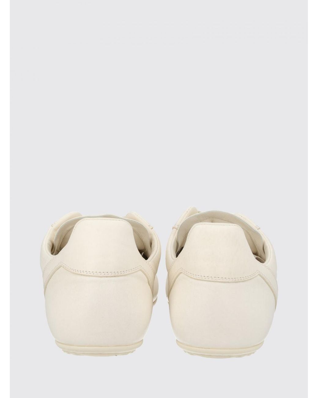 Rick Owens Natural Smooth Leather Low Top Trainers With Rubber Sole for men