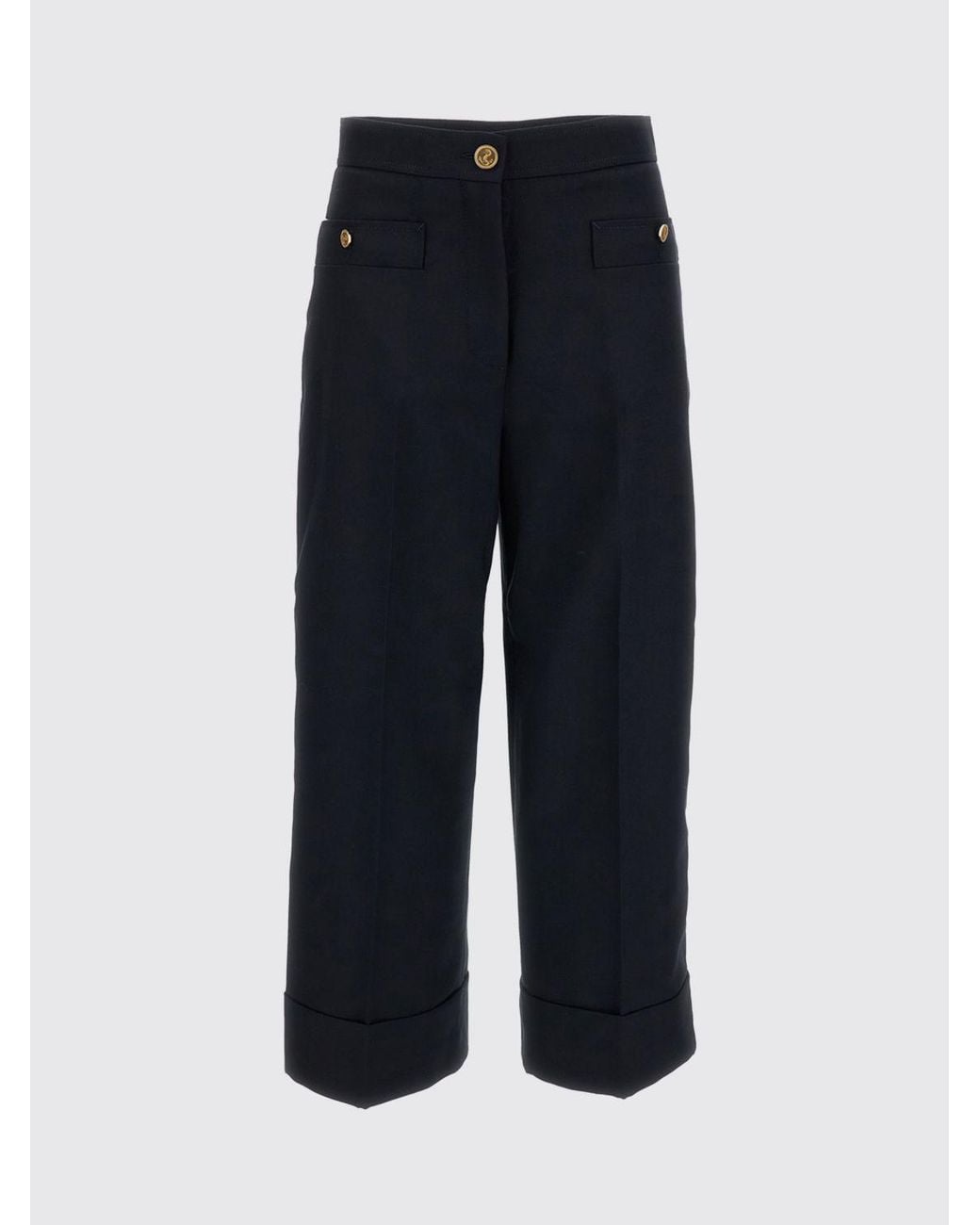 Thom Browne Blue High-Waisted Wide-Leg Cropped Trousers