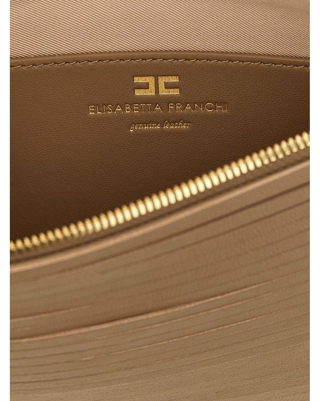 Elisabetta Franchi Natural Nappa Leather Clutch With Fringes